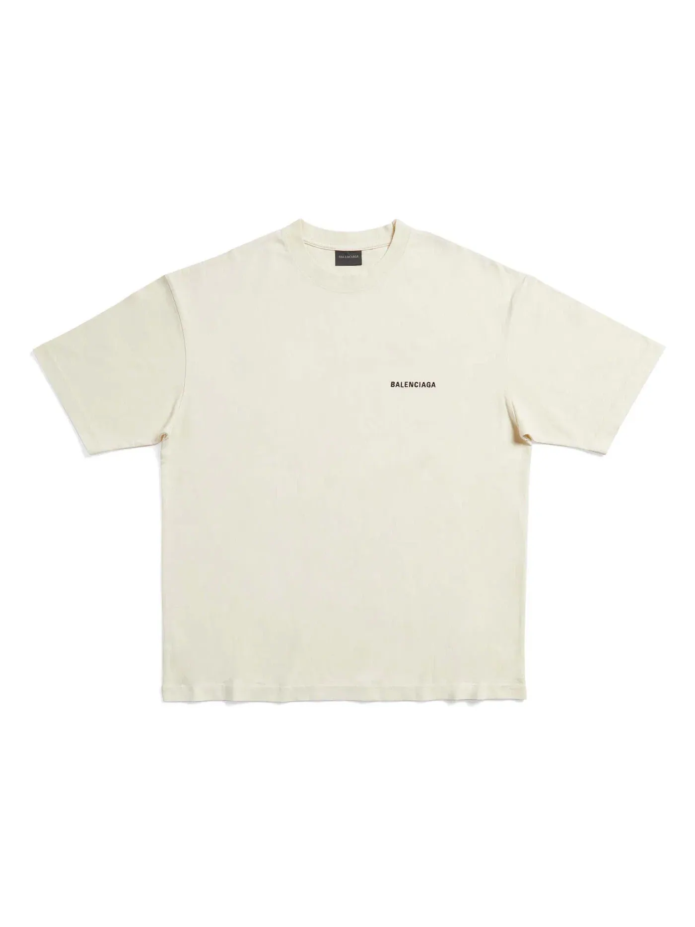 Мужская футболка с принтом Balenciaga Back Logo Medium Fit T-shirt — изображение 1 из 2, бежевый