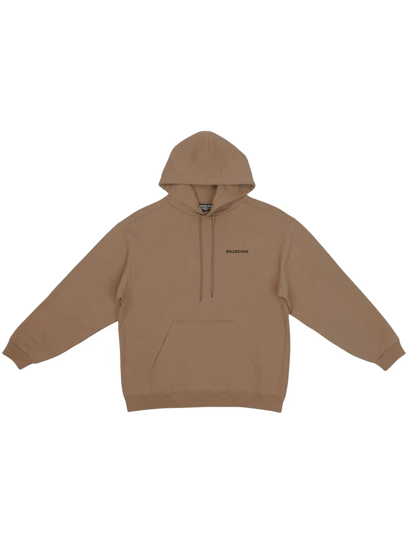 Мужской худи с принтом Balenciaga Back Logo Regular Fit Hoodie — изображение 1 из 2, темный бежевый/черный