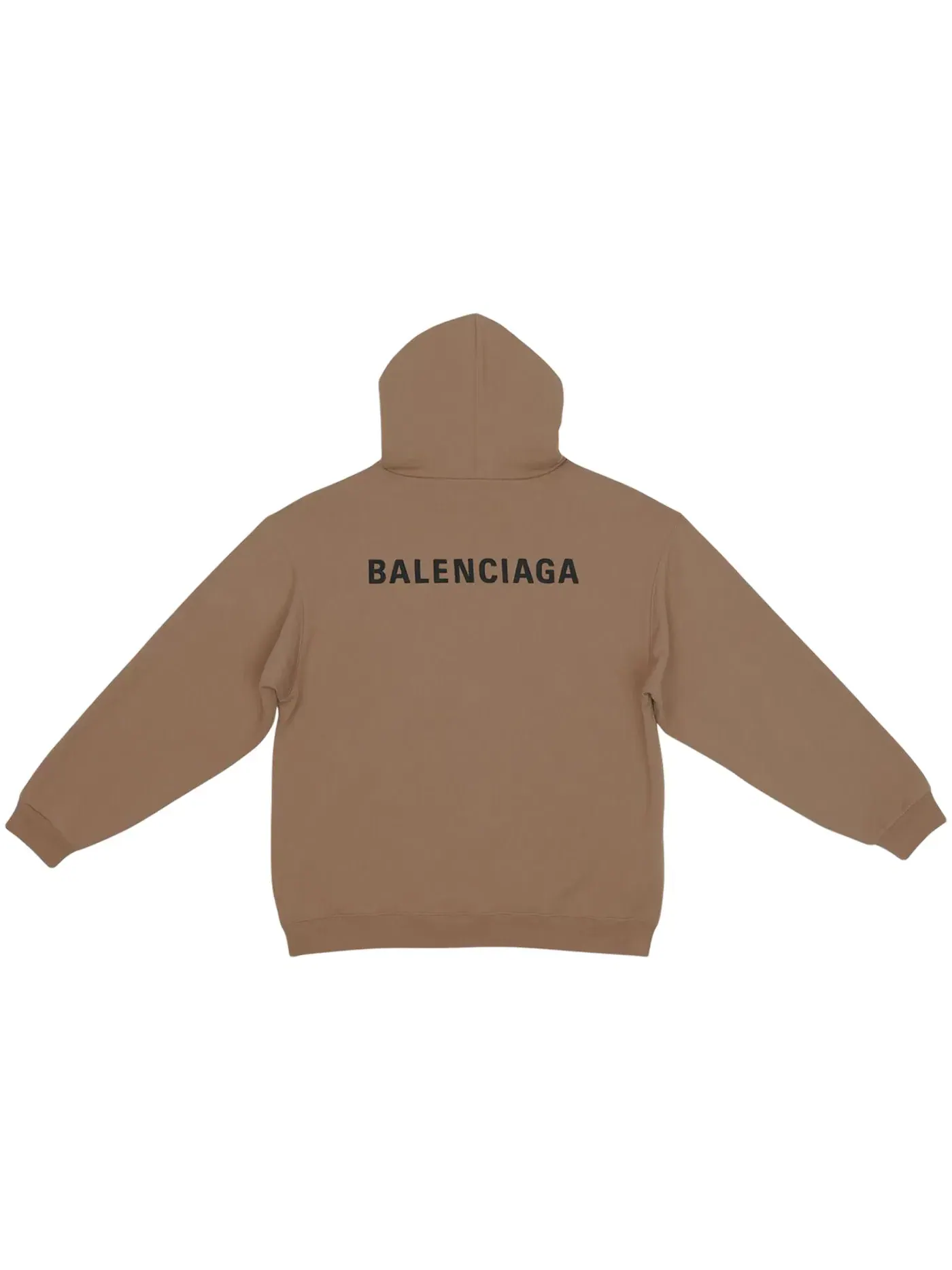 Мужской худи с принтом Balenciaga Back Logo Regular Fit Hoodie — изображение 2 из 2, темный бежевый/черный