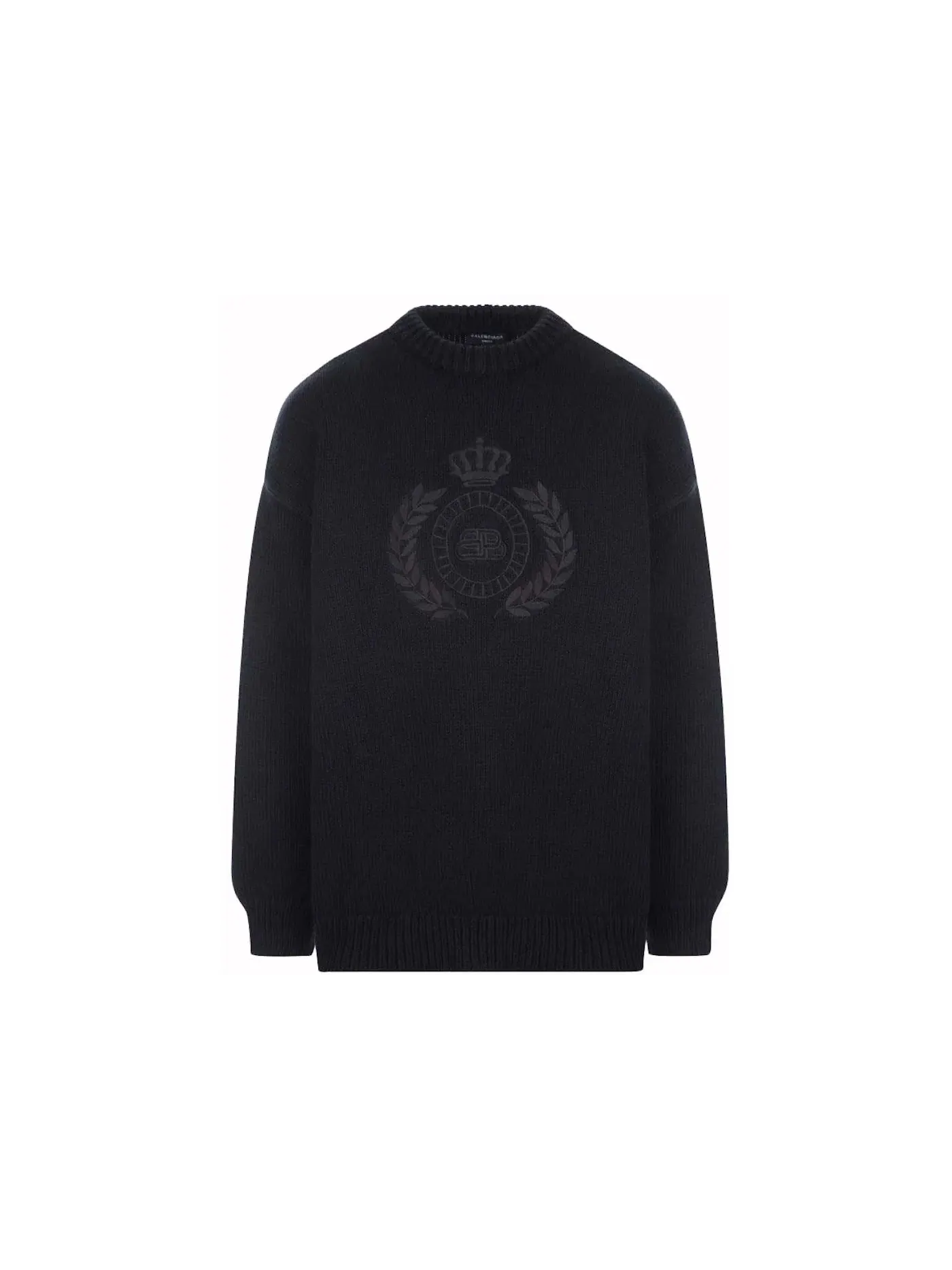 Мужской свитер с принтом BB Laurel Crown Crewneck Balenciaga — изображение 1 из 1, черный