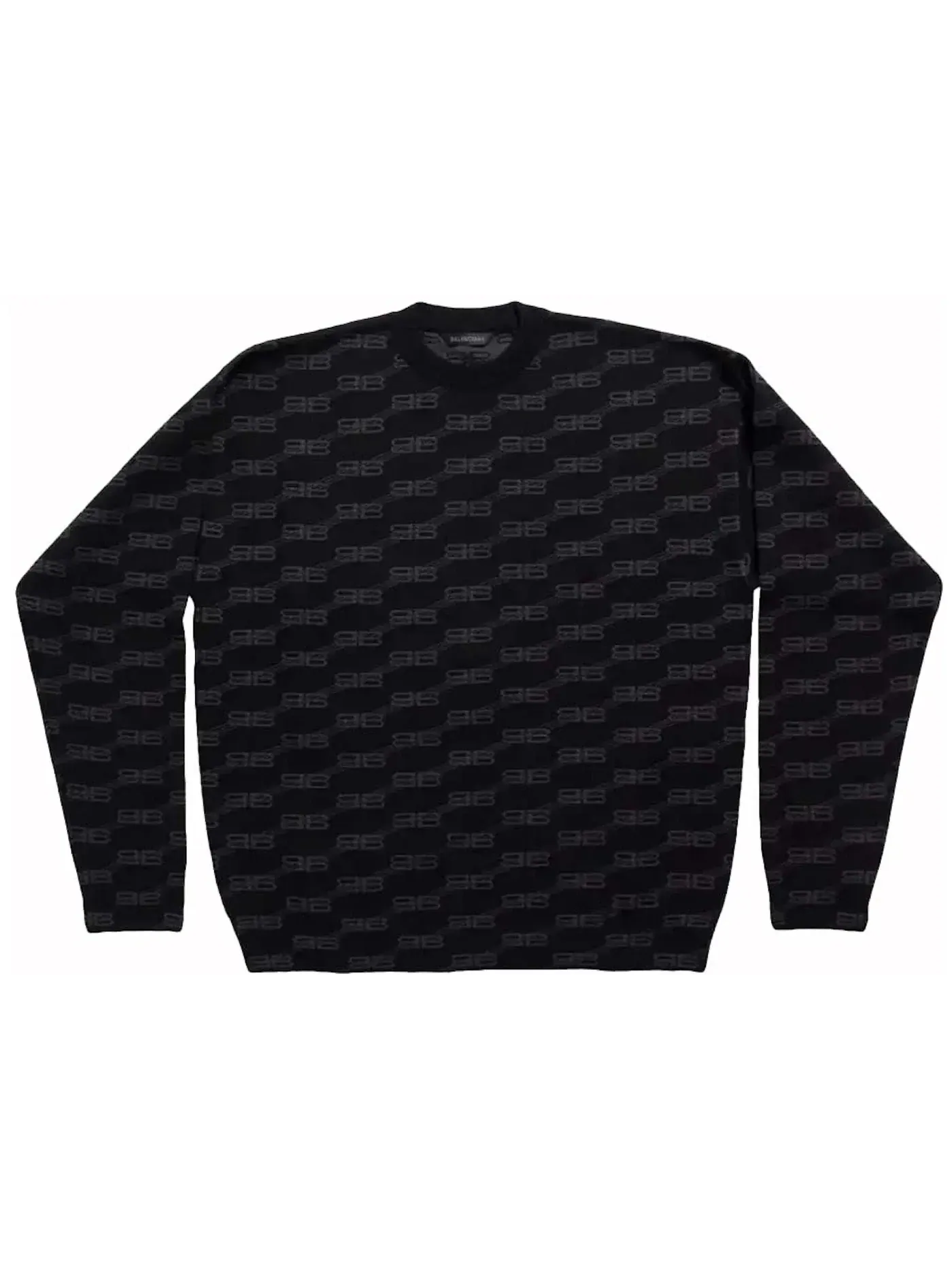 Мужской свитшот с принтом Balenciaga BB Monogram Crewneck — изображение 1 из 1, черный