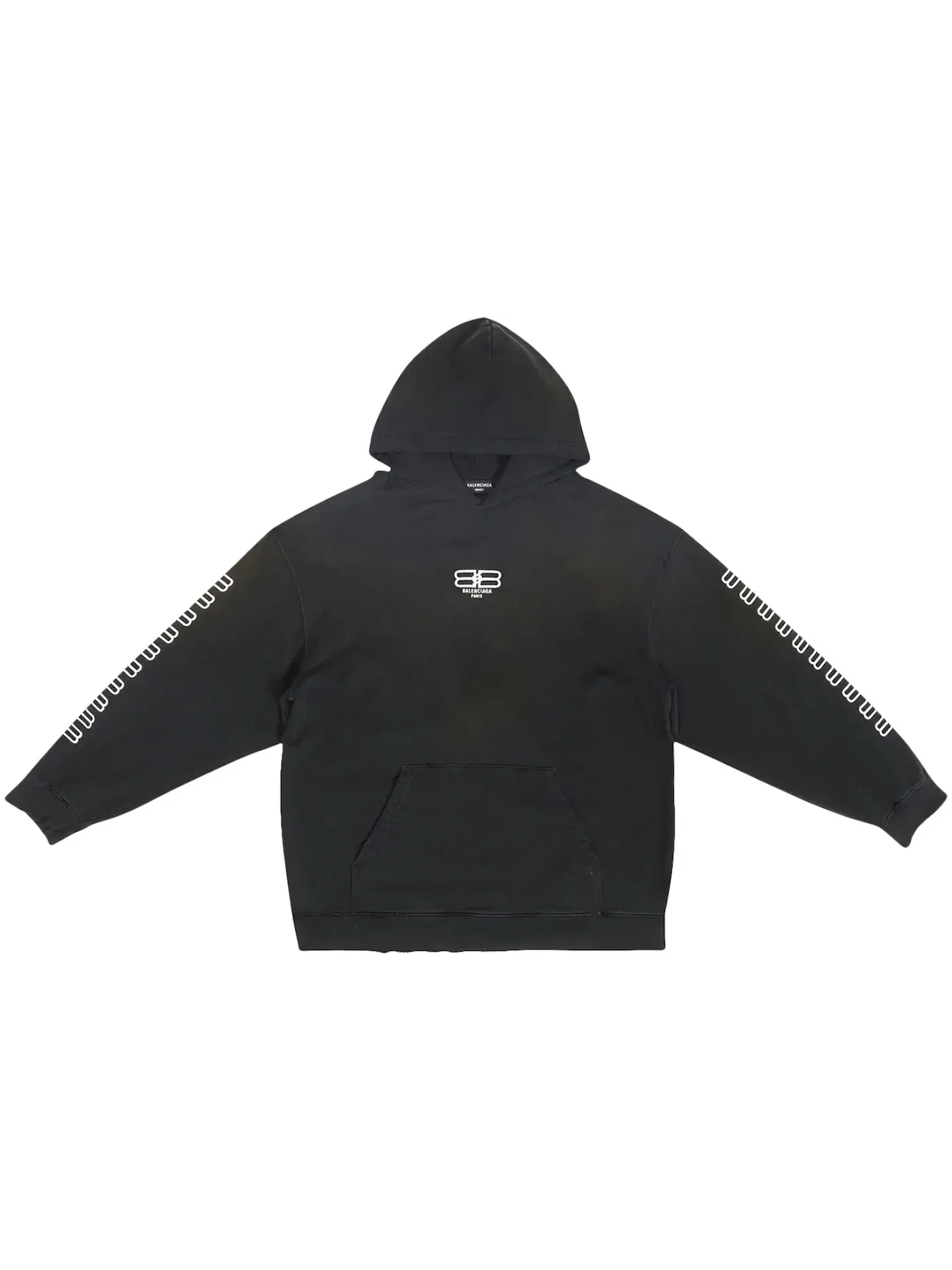 Мужской худи с принтом Balenciaga BB Paris Icon Medium Fit Hoodie — изображение 1 из 2, черный/белый