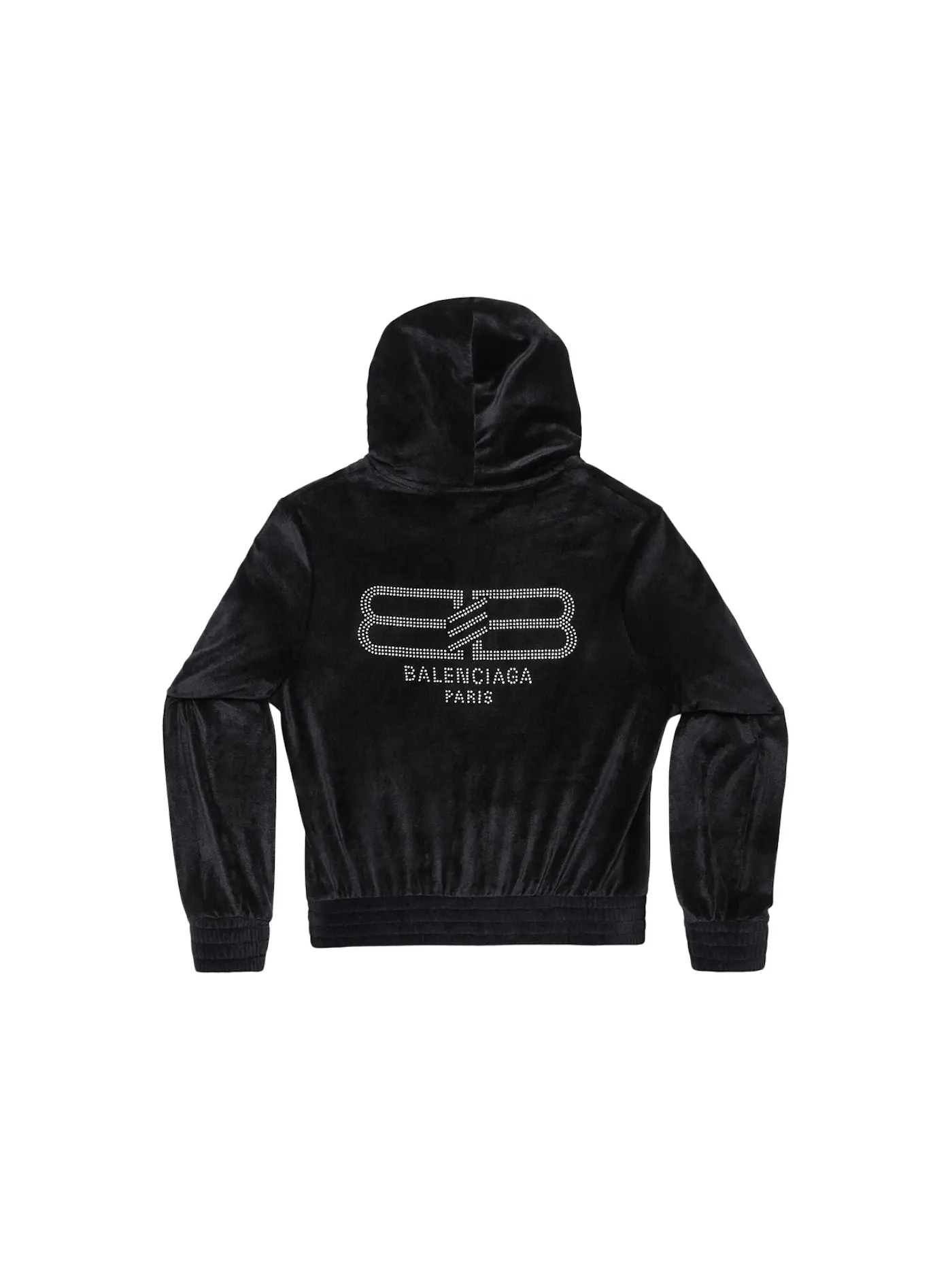 Женская худи с принтом BB Paris Strass Zip-Up Fitted Hoodie Balenciaga — изображение 2 из 2, черный