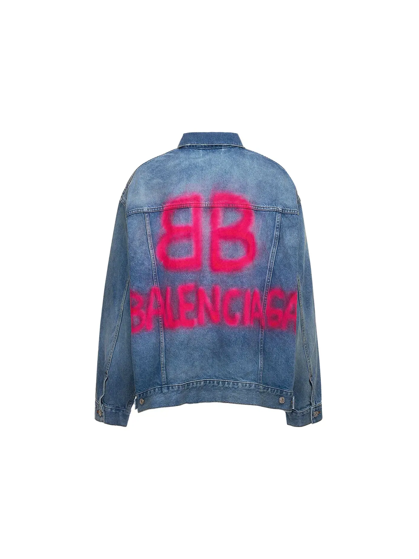 Унисекс джинсовая куртка с принтом Balenciaga BB Sprayed — изображение 1 из 2, синий