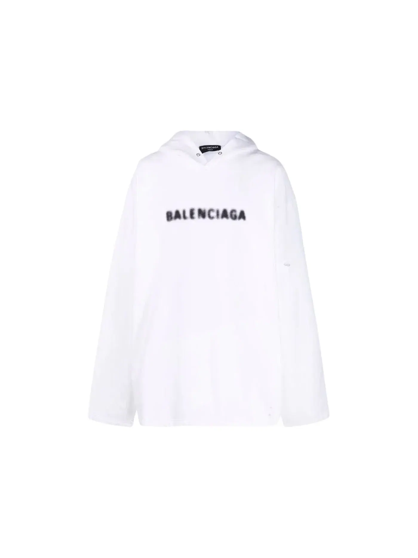 Мужской худи с принтом Blurry Logo Balenciaga — изображение 1 из 1, белый