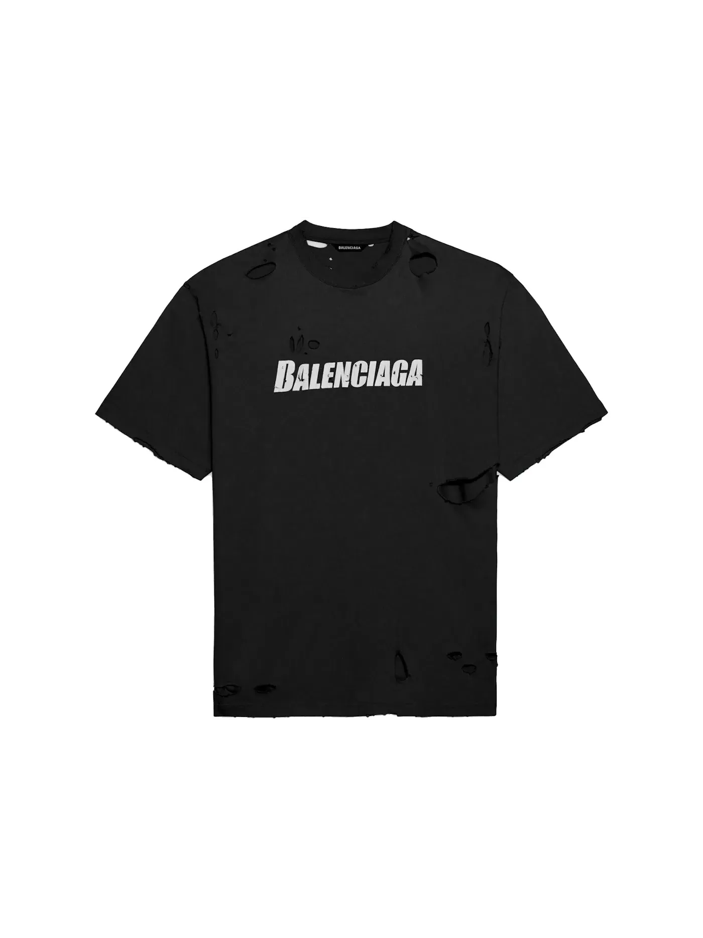 Мужская футболка с принтом Caps Destroyed Flatground Balenciaga — изображение 1 из 2, черный