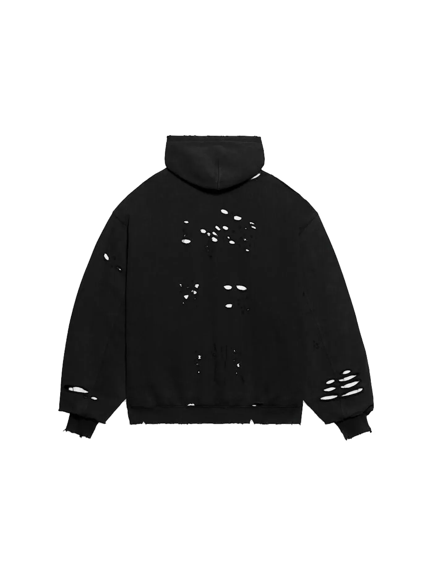 Мужской худи с принтом Caps Destroyed Balenciaga — изображение 2 из 2, черный/белый
