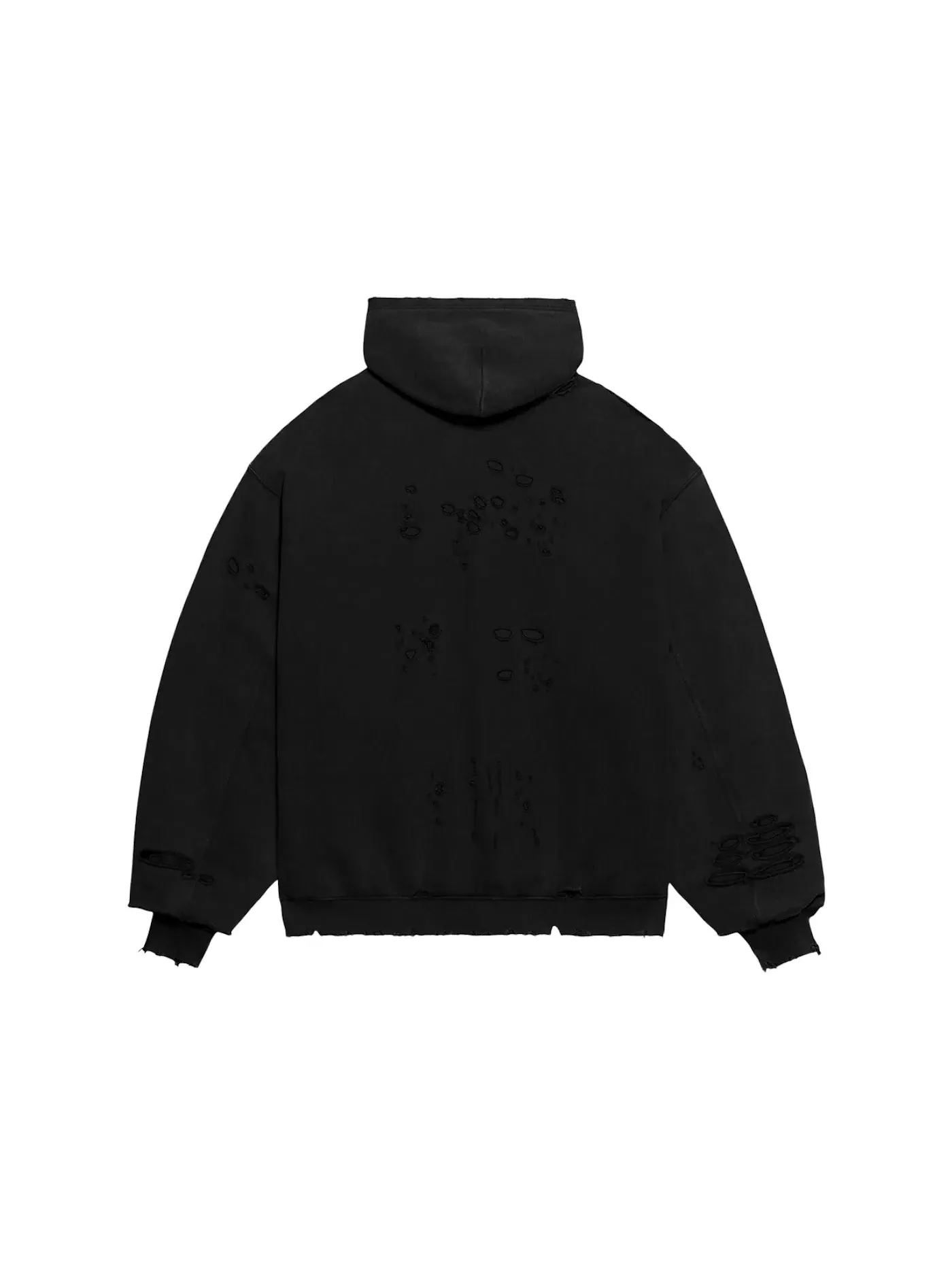 Мужской худи oversize fit с принтом Caps Destroyed Balenciaga — изображение 2 из 2, черный/белый