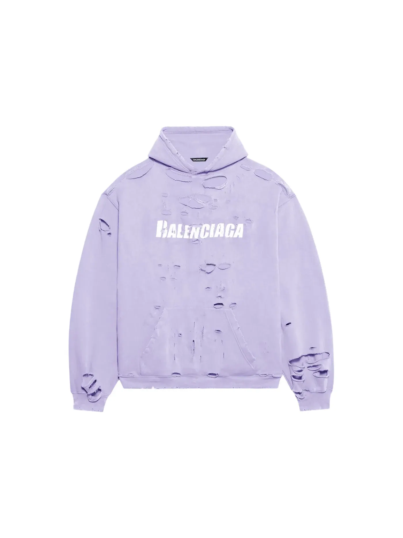 Мужской худи оверсайз с принтом Caps Destroyed Balenciaga — изображение 1 из 2, светлый фиолетовый/белый
