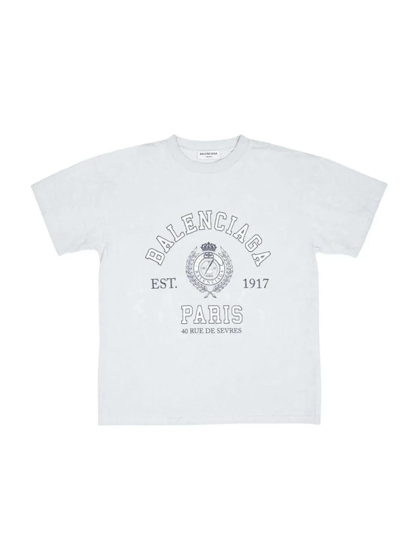 Женская футболка с принтом College 1917 Balenciaga — изображение 1 из 1, белый