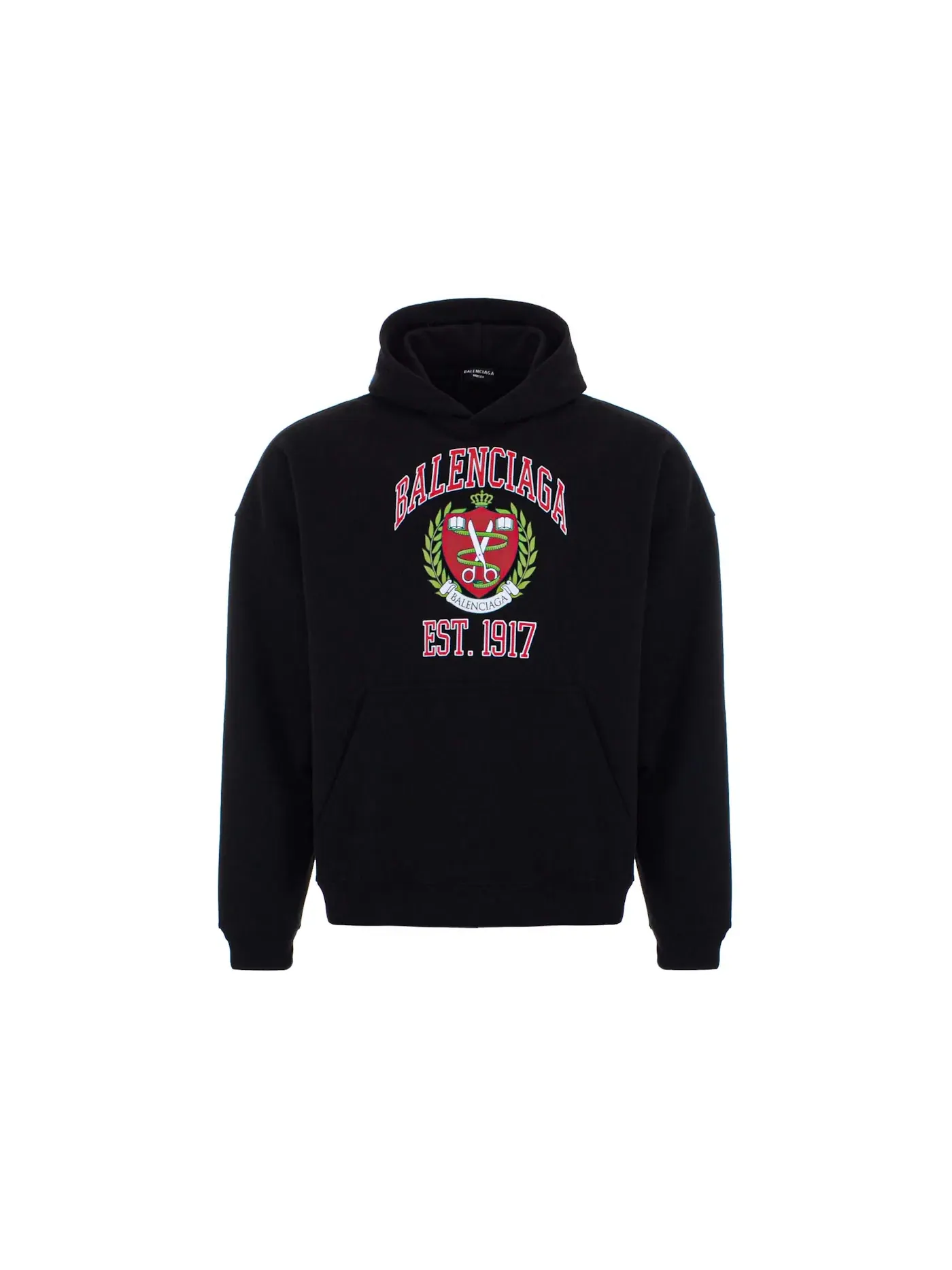 Мужской худи с принтом College Balenciaga — изображение 1 из 1, черный