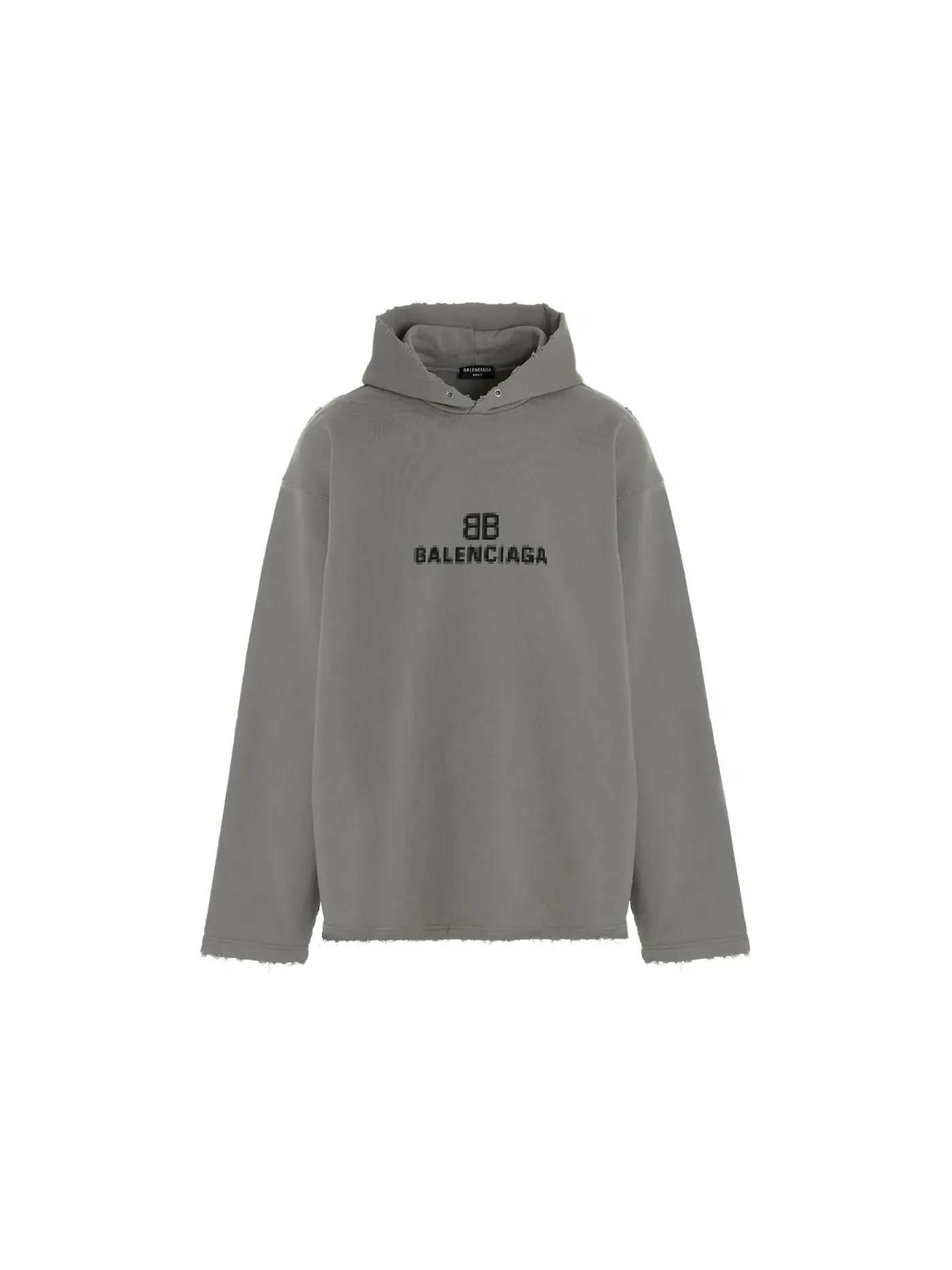 Мужской худи с принтом Distressed BB Pixel Hoodie Balenciaga — изображение 1 из 1, тауп
