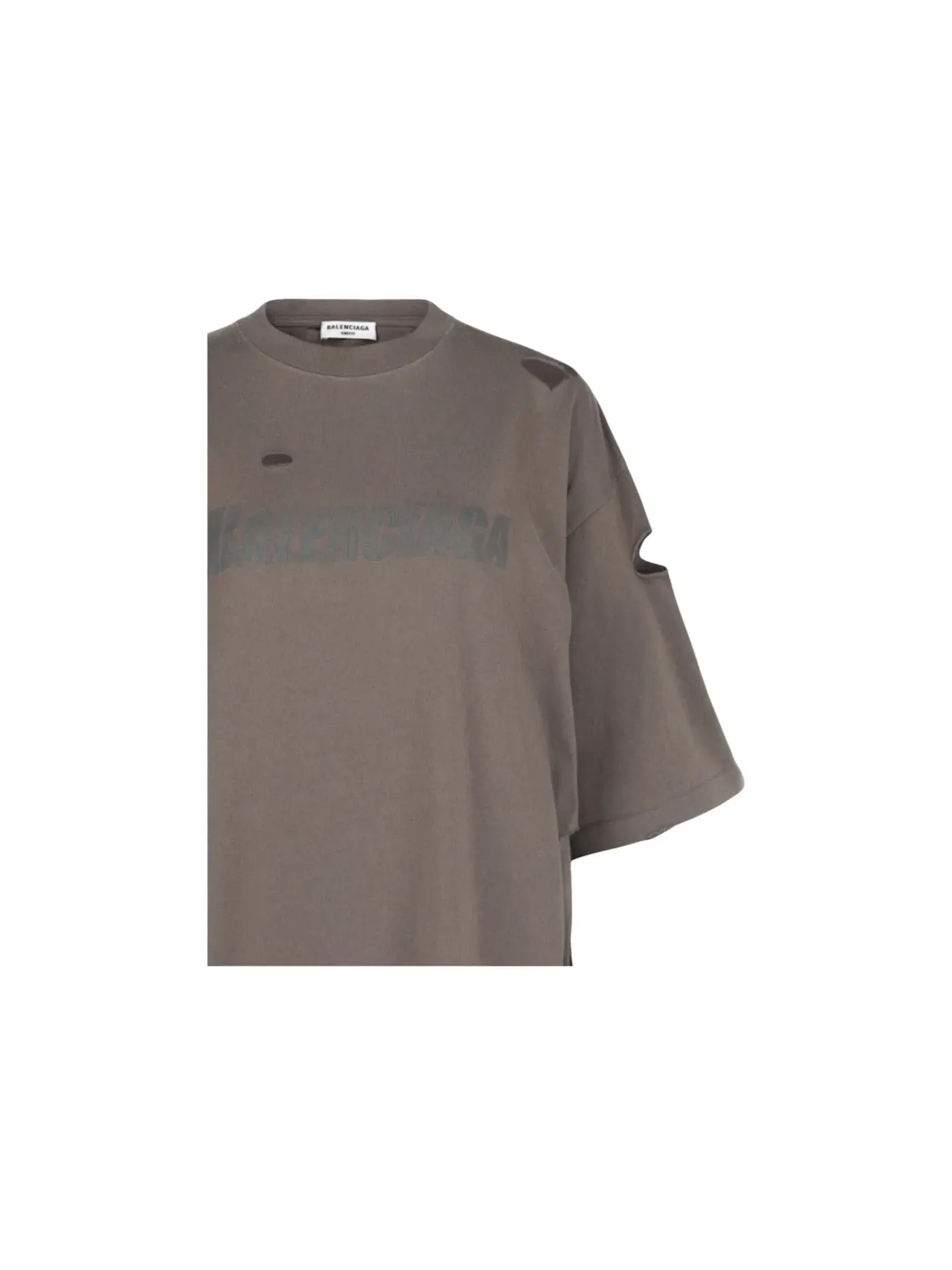 Женская футболка с принтом Balenciaga Distressed Graphic T-Shirt — изображение 3 из 3, тауп