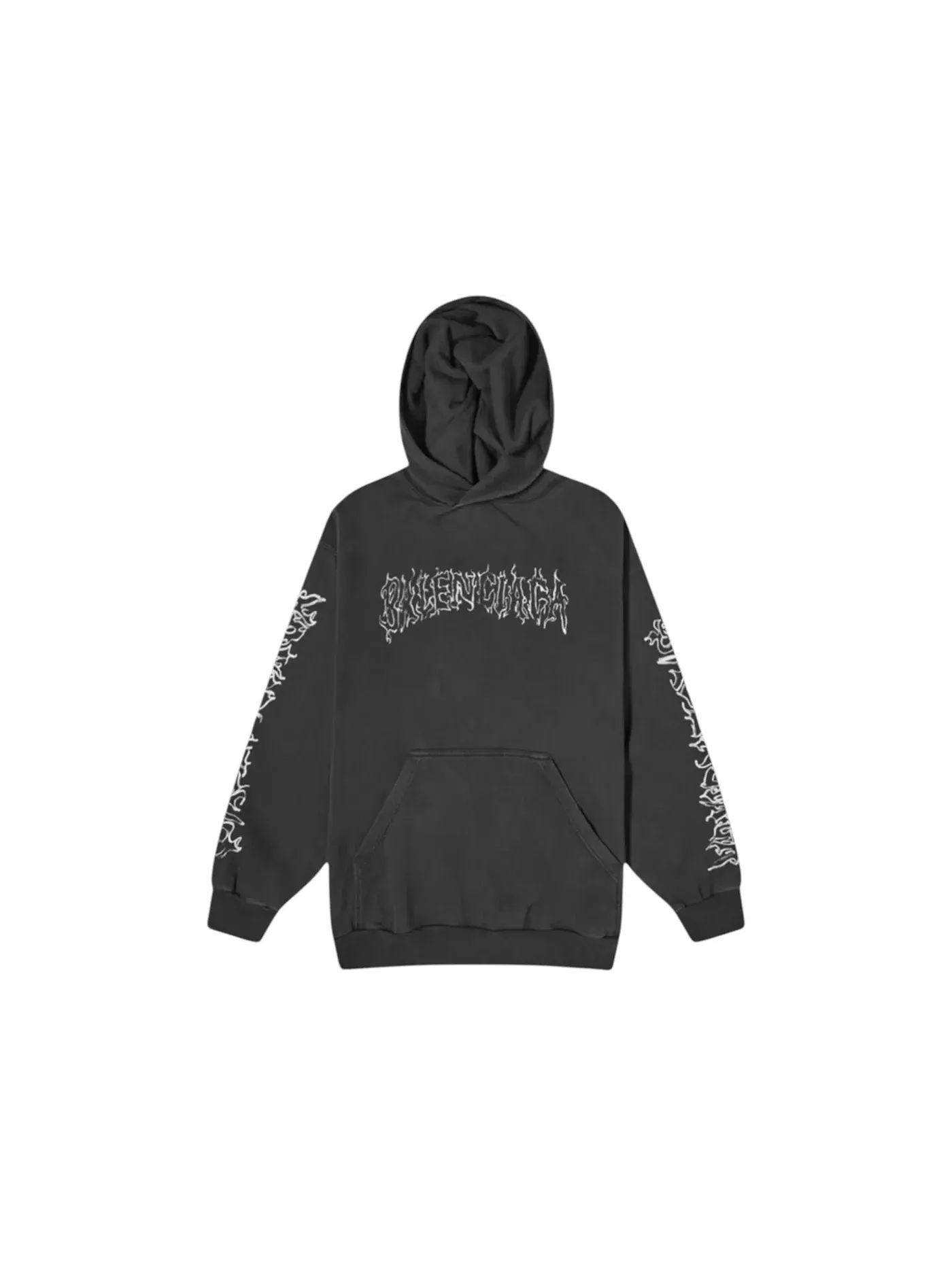 Мужская худи с принтом Metal Logo Balenciaga — изображение 1 из 2, черный