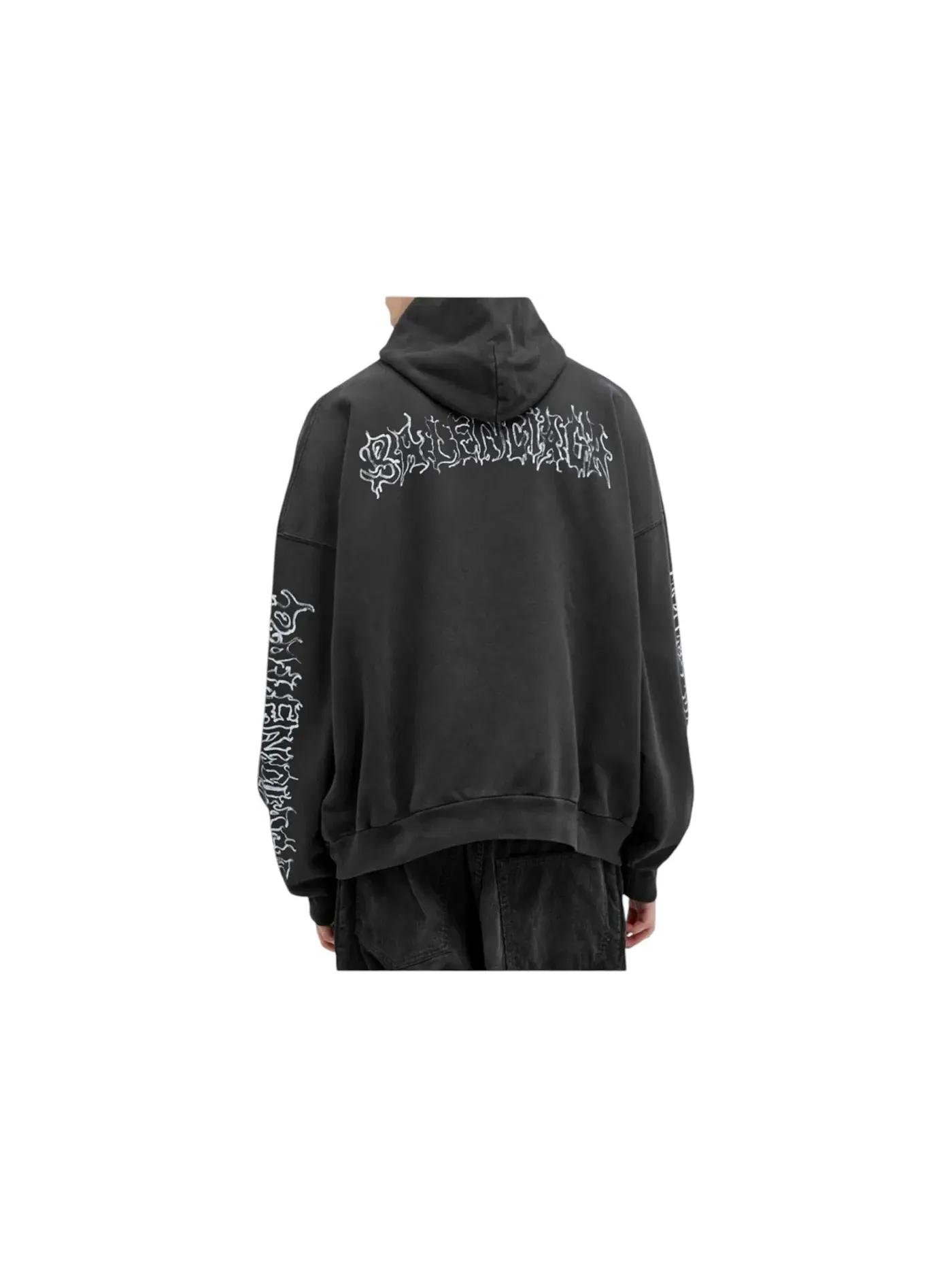 Мужская худи с принтом Metal Logo Balenciaga — изображение 2 из 2, черный