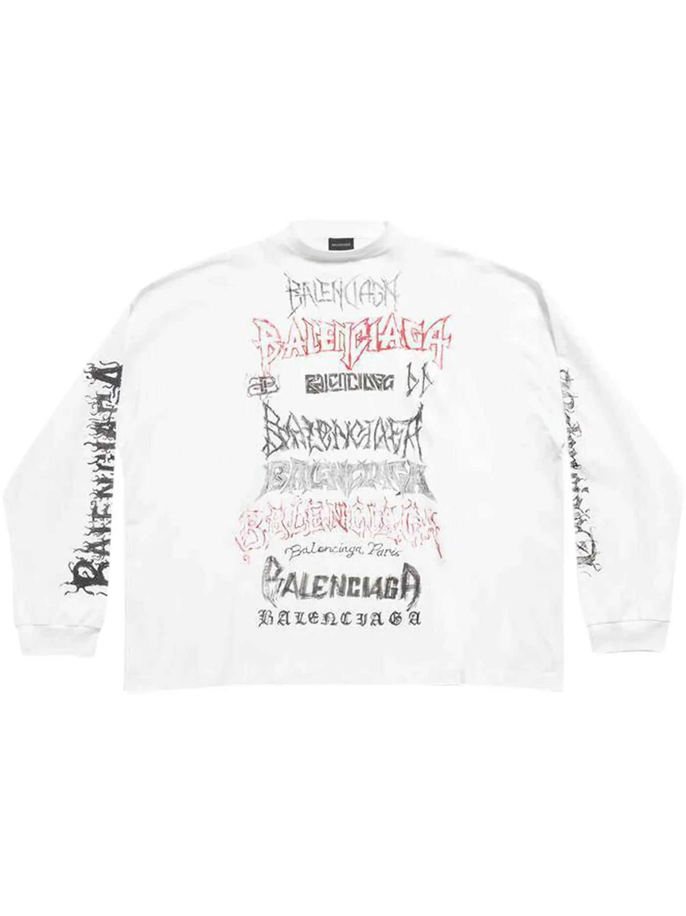 Мужская футболка с принтом Balenciaga DIY Metal Longsleeve Medium Fit T-Shirt — изображение 1 из 2, белый/черный/красный