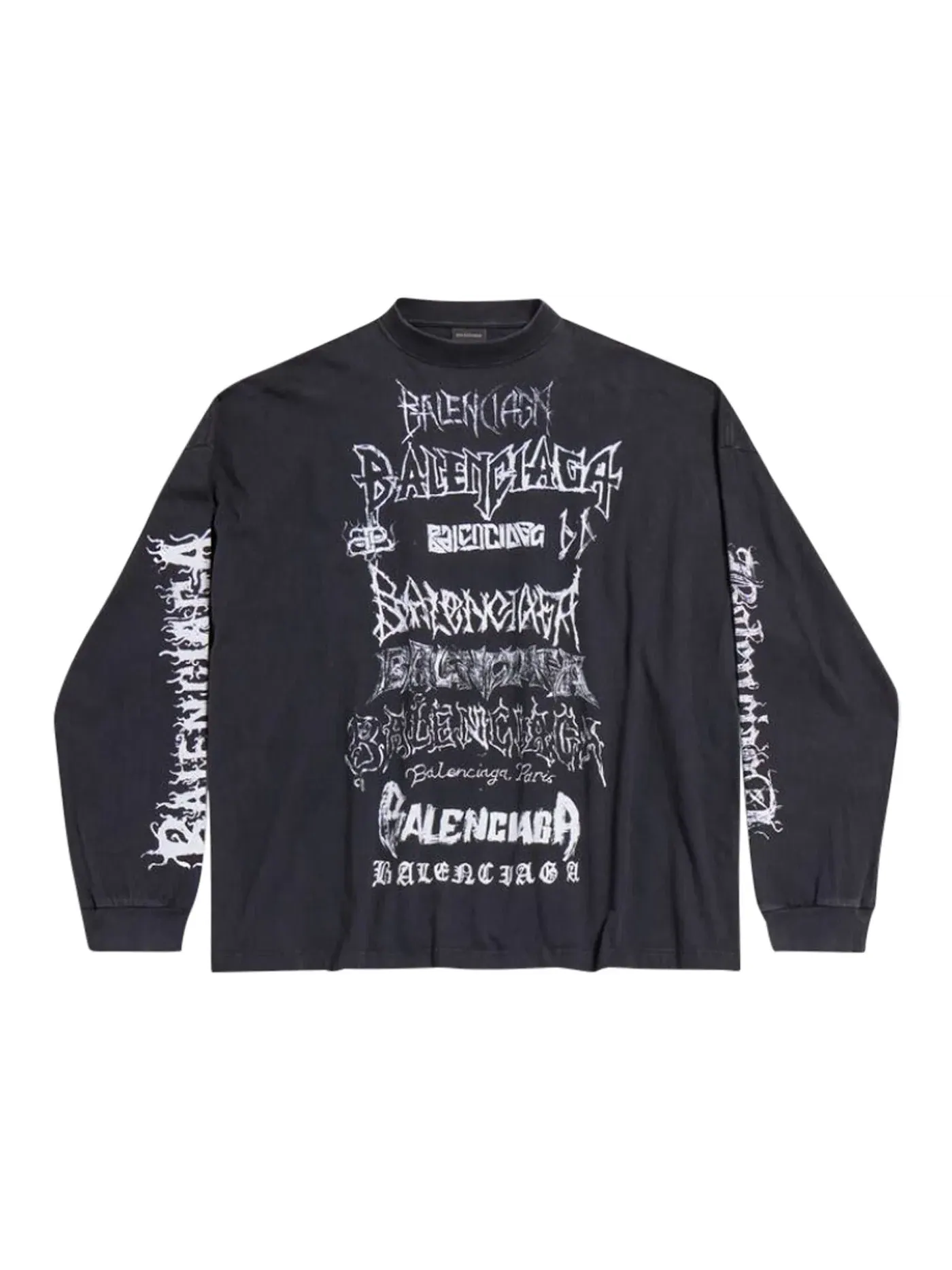 Мужская футболка с длинным рукавом Balenciaga DIY Metal Longsleeve Medium Fit — изображение 1 из 2, черный/белый