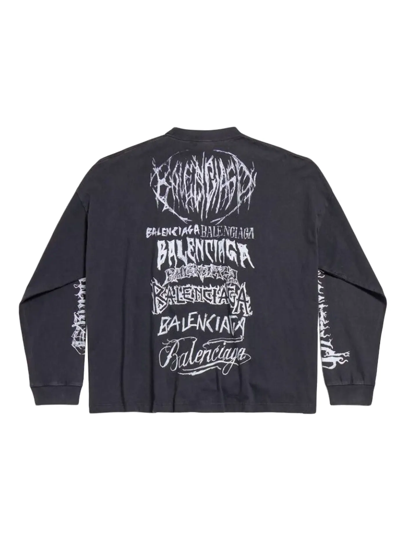 Мужская футболка с длинным рукавом Balenciaga DIY Metal Longsleeve Medium Fit — изображение 2 из 2, черный/белый