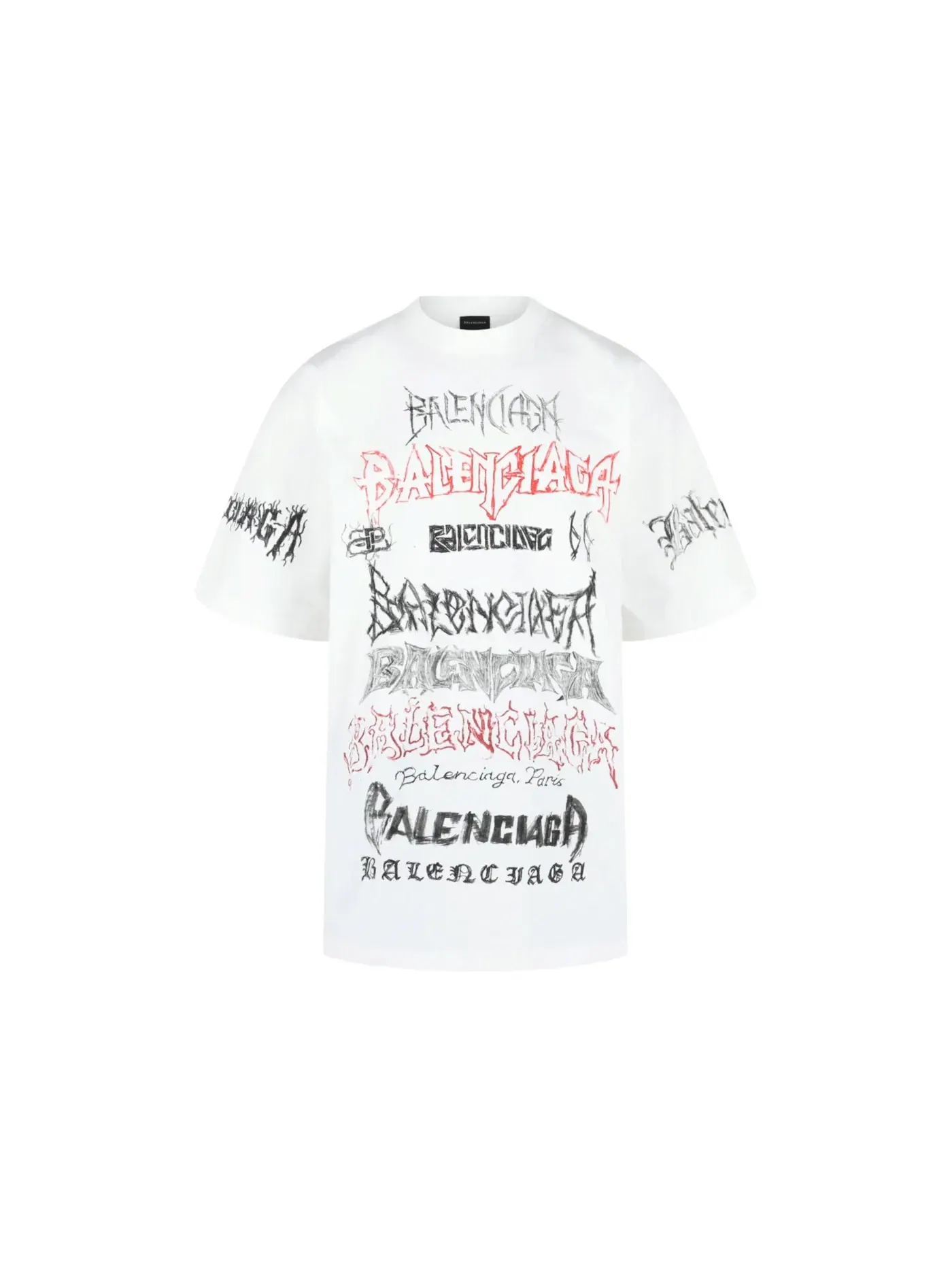 Мужская футболка с принтом DIY Metal T-Shirt Balenciaga — изображение 1 из 3, белый/черный/красный