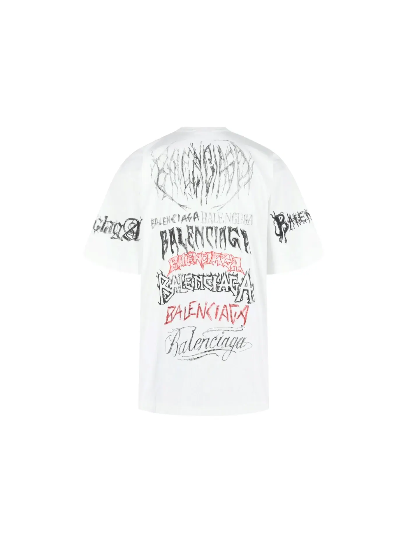 Мужская футболка с принтом DIY Metal T-Shirt Balenciaga — изображение 2 из 3, белый/черный/красный