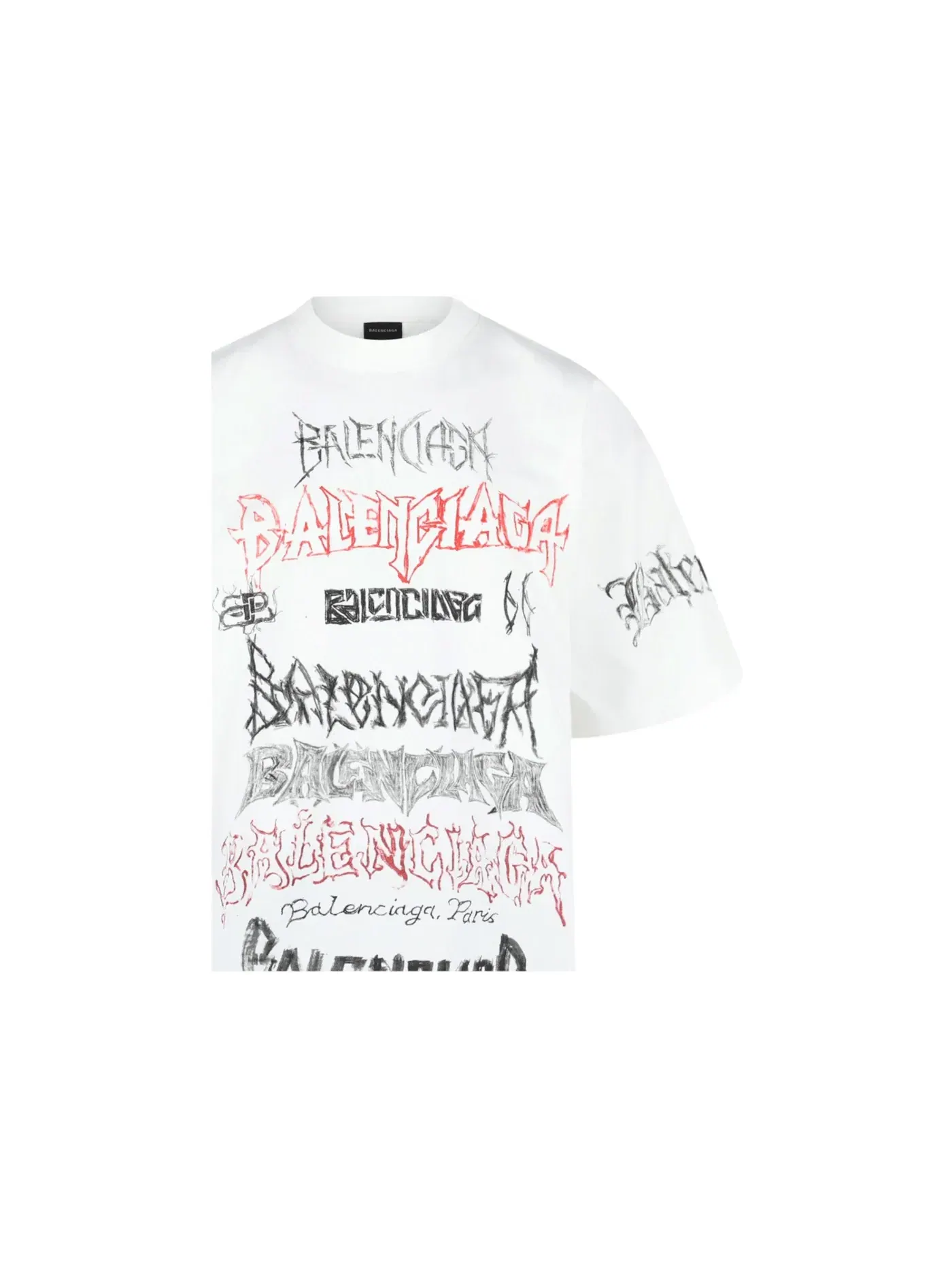 Мужская футболка с принтом DIY Metal T-Shirt Balenciaga — изображение 3 из 3, белый/черный/красный