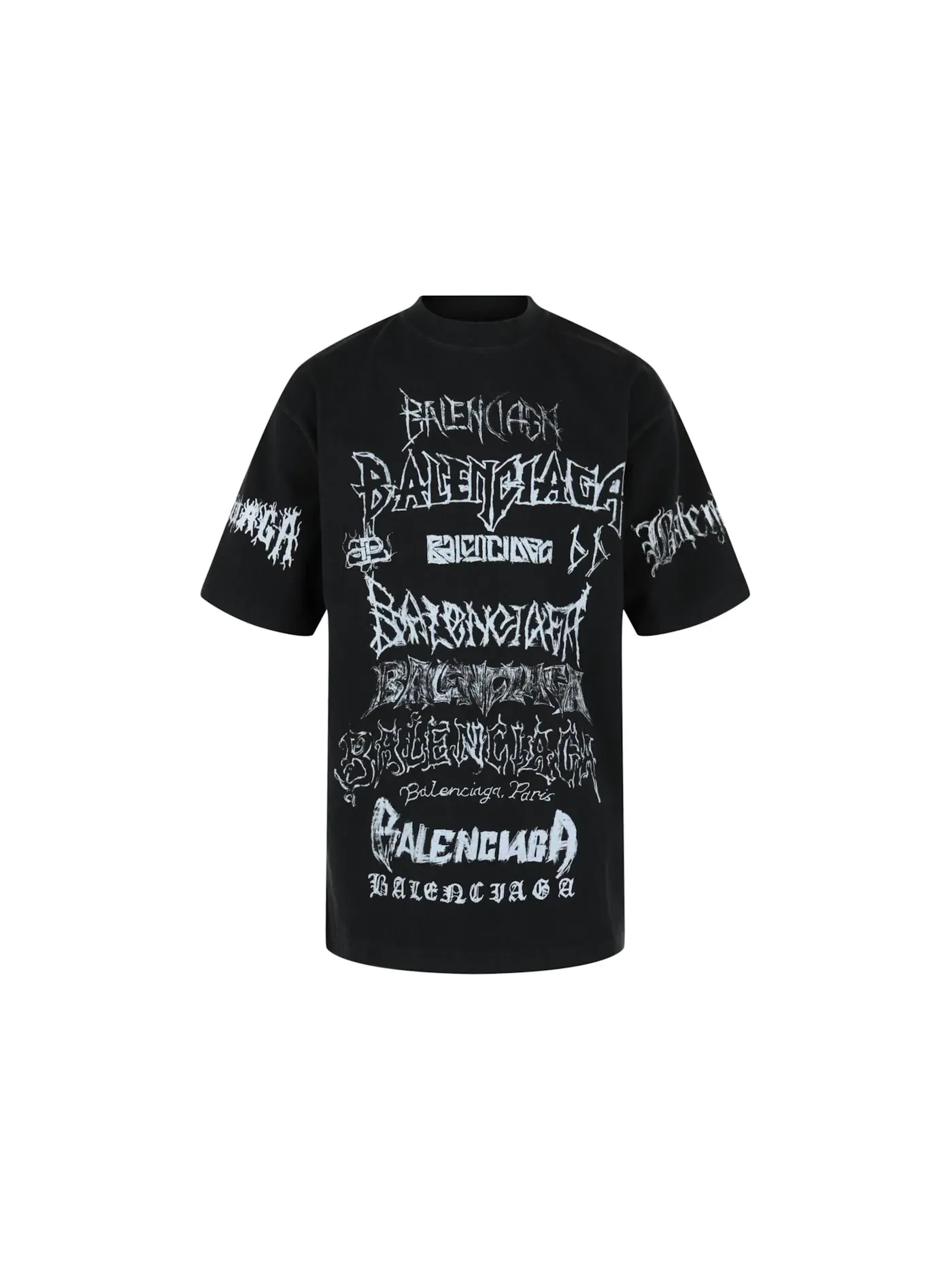 Мужская футболка с принтом Balenciaga DIY Metal Vintage T-shirt — изображение 1 из 3, черный белый
