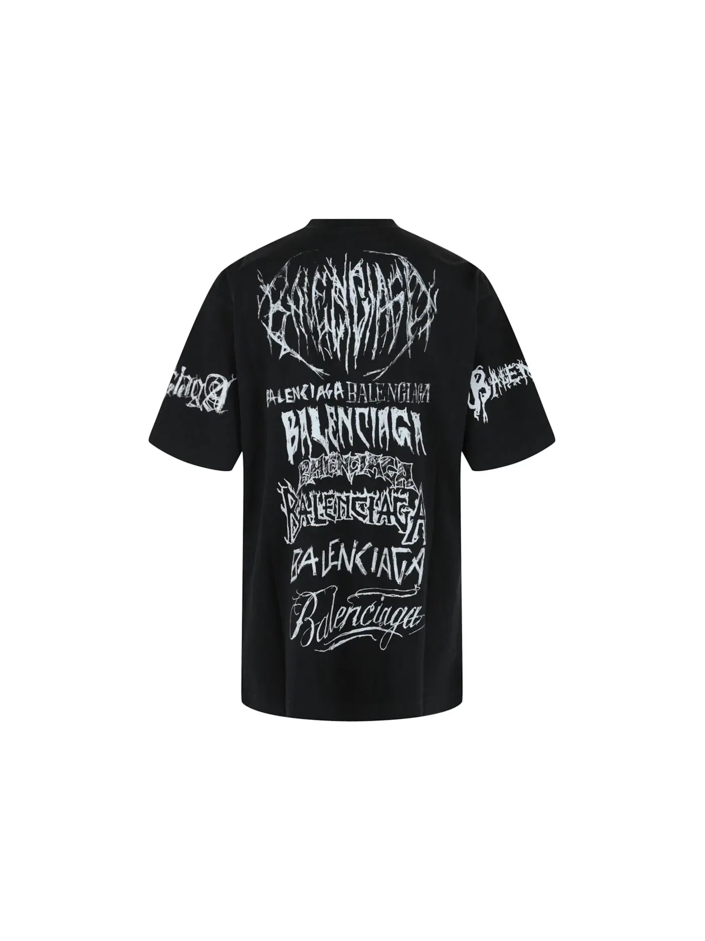 Мужская футболка с принтом Balenciaga DIY Metal Vintage T-shirt — изображение 2 из 3, черный белый