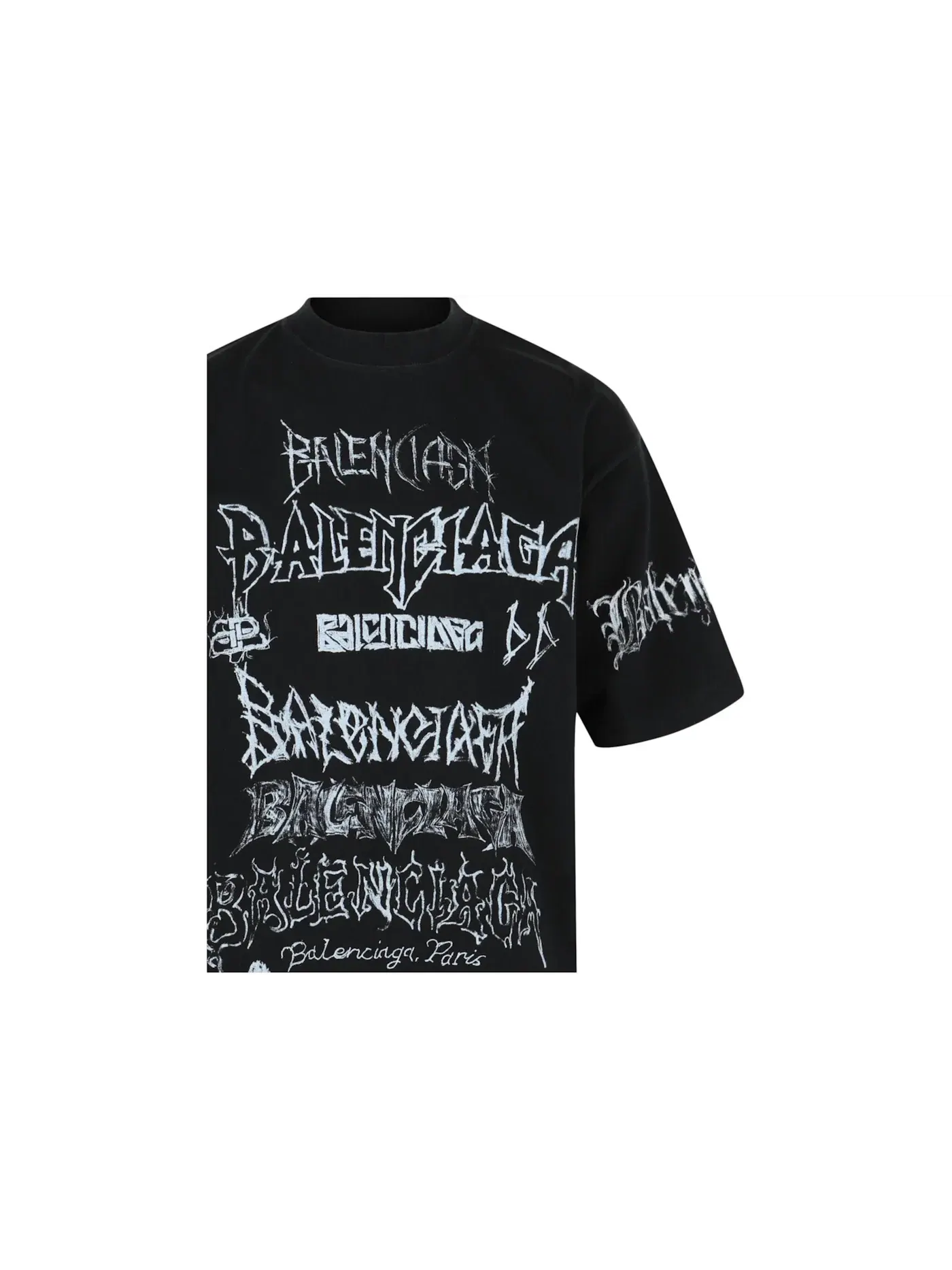 Мужская футболка с принтом Balenciaga DIY Metal Vintage T-shirt — изображение 3 из 3, черный белый
