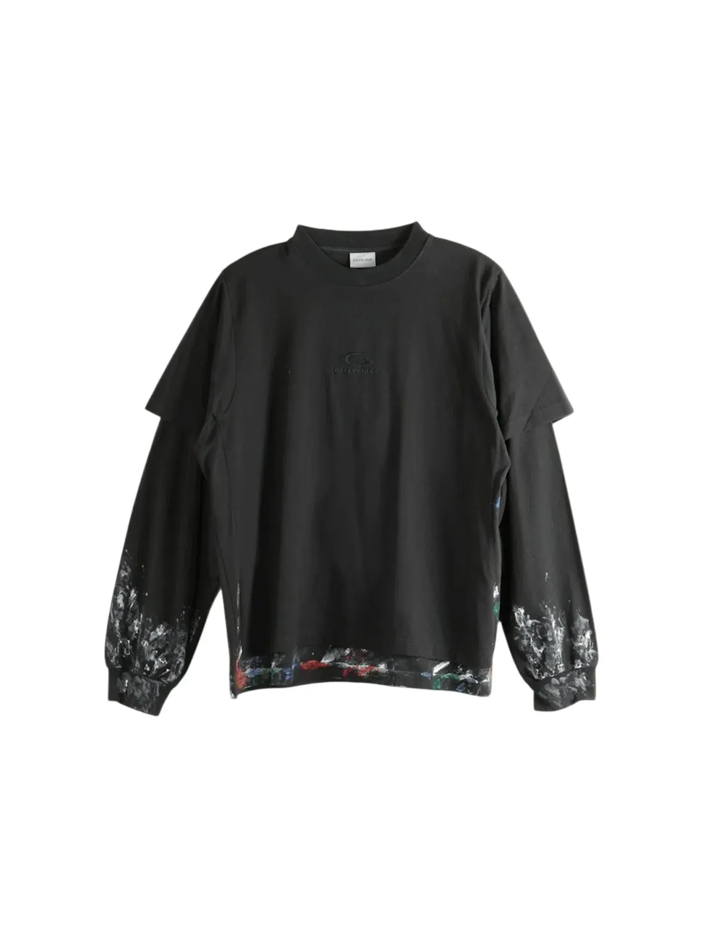 Мужская футболка с принтом Double T-shirt Balenciaga — изображение 1 из 1, черный