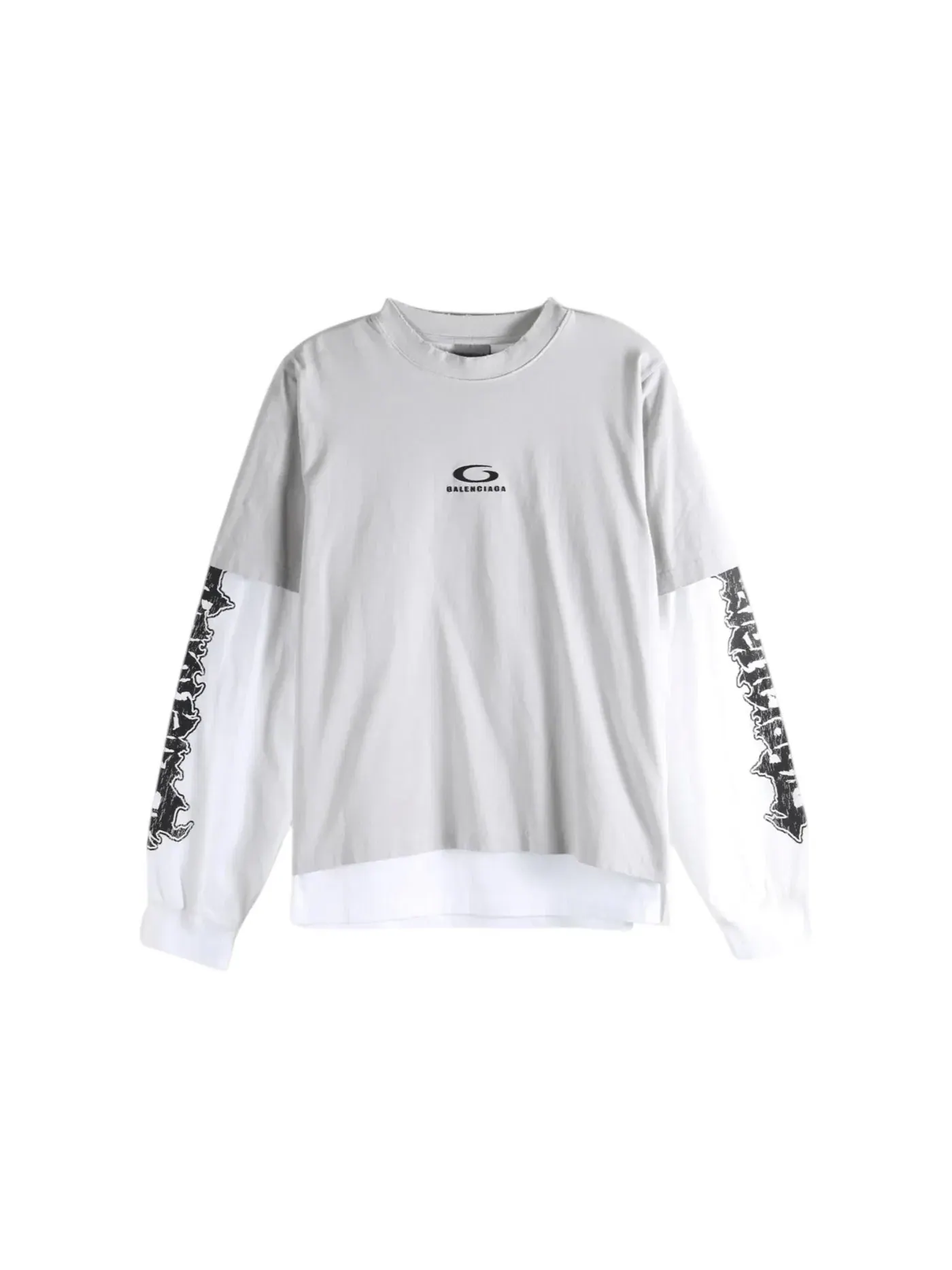 Мужская футболка с принтом Double T-shirt Balenciaga — изображение 1 из 1, серый/белый
