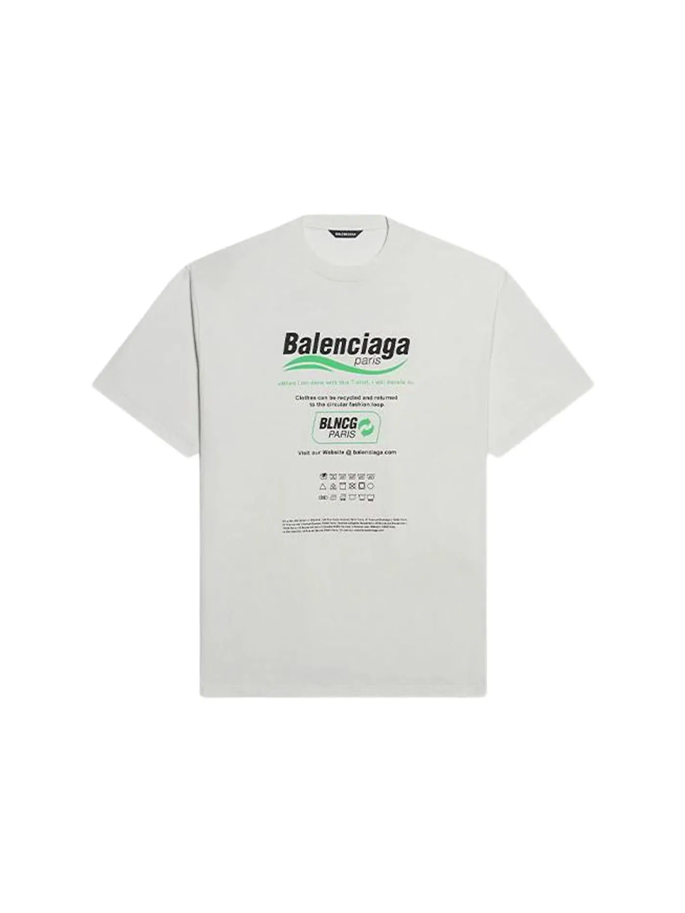 Мужская футболка с принтом Balenciaga Dry Cleaning Boxy Logo Tee — изображение 1 из 2, белый