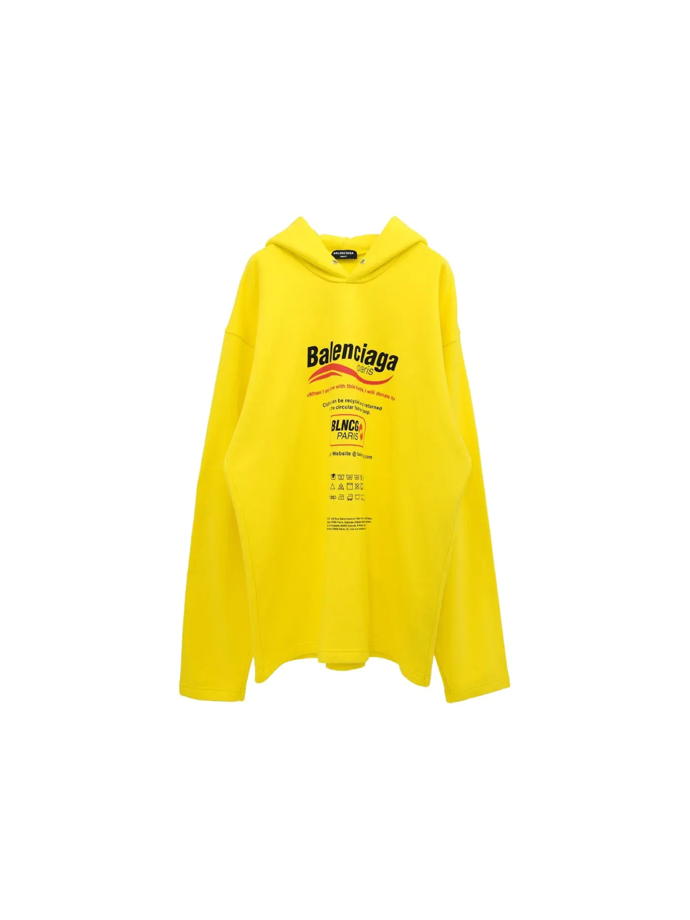 Мужской худи с принтом Balenciaga Dry Cleaning Logo No Rib Hoodie — изображение 1 из 2, желтый