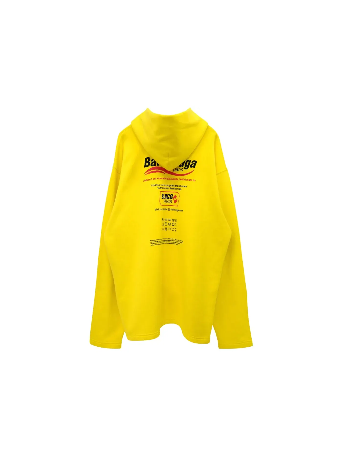 Мужской худи с принтом Balenciaga Dry Cleaning Logo No Rib Hoodie — изображение 2 из 2, желтый