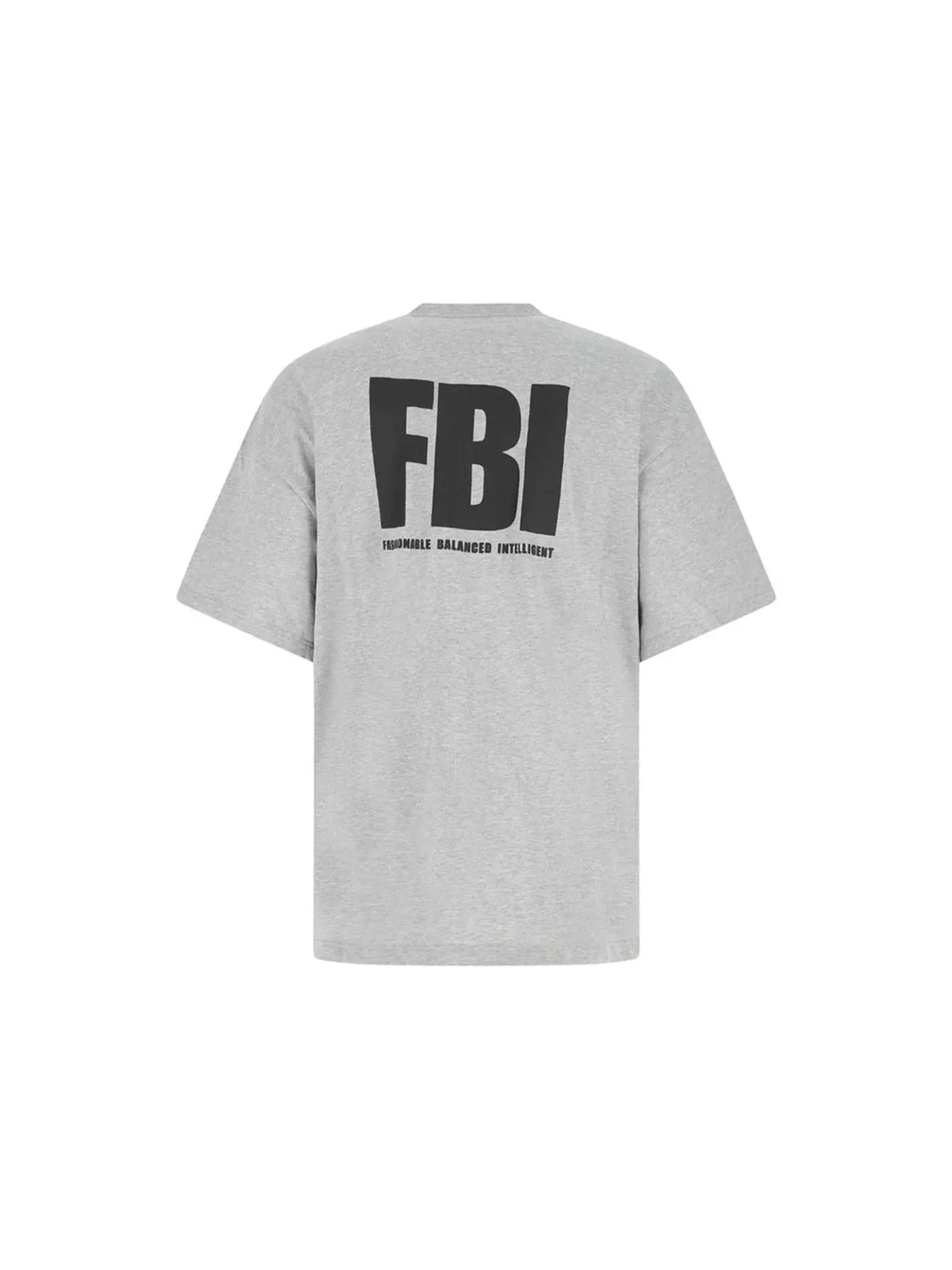 Мужская футболка с принтом Balenciaga FBI Print T-Shirt — изображение 2 из 2, серый/черный