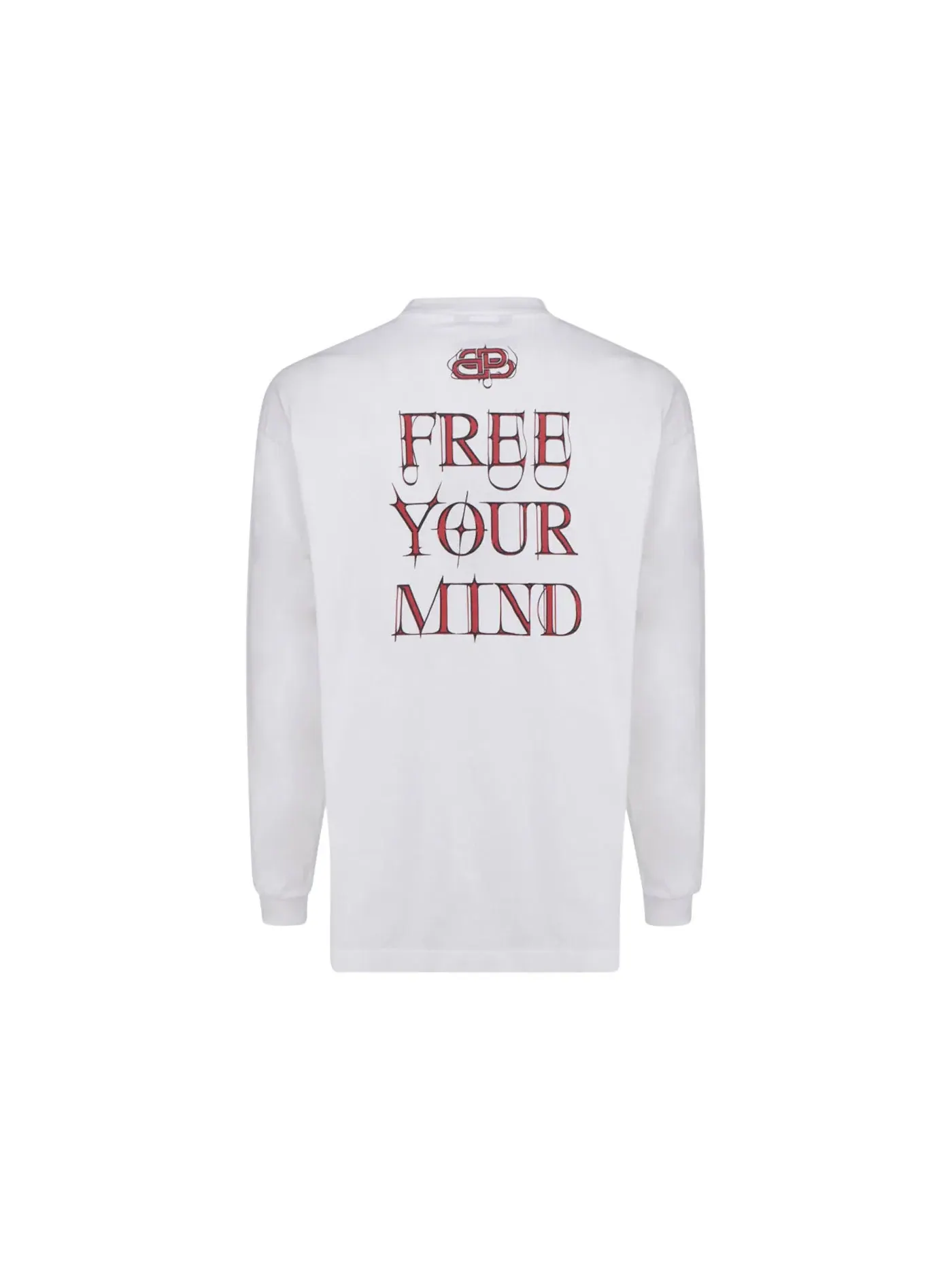Мужской лонгслив с принтом Balenciaga Free Your Mind — изображение 2 из 2, белый/черный/красный