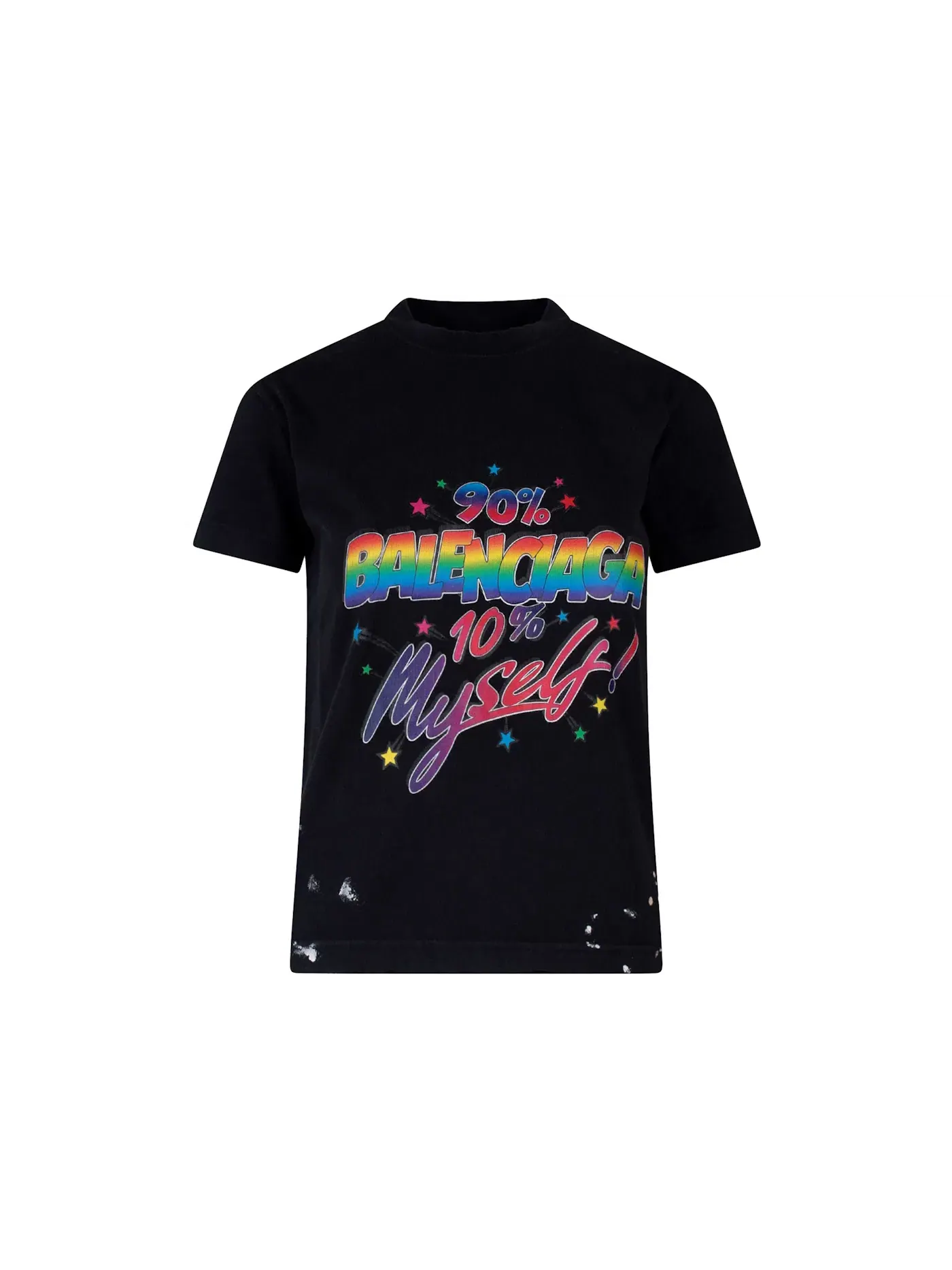 Женская футболка с принтом Balenciaga Frontal Logo Cotton T-Shirt — изображение 1 из 2, черный