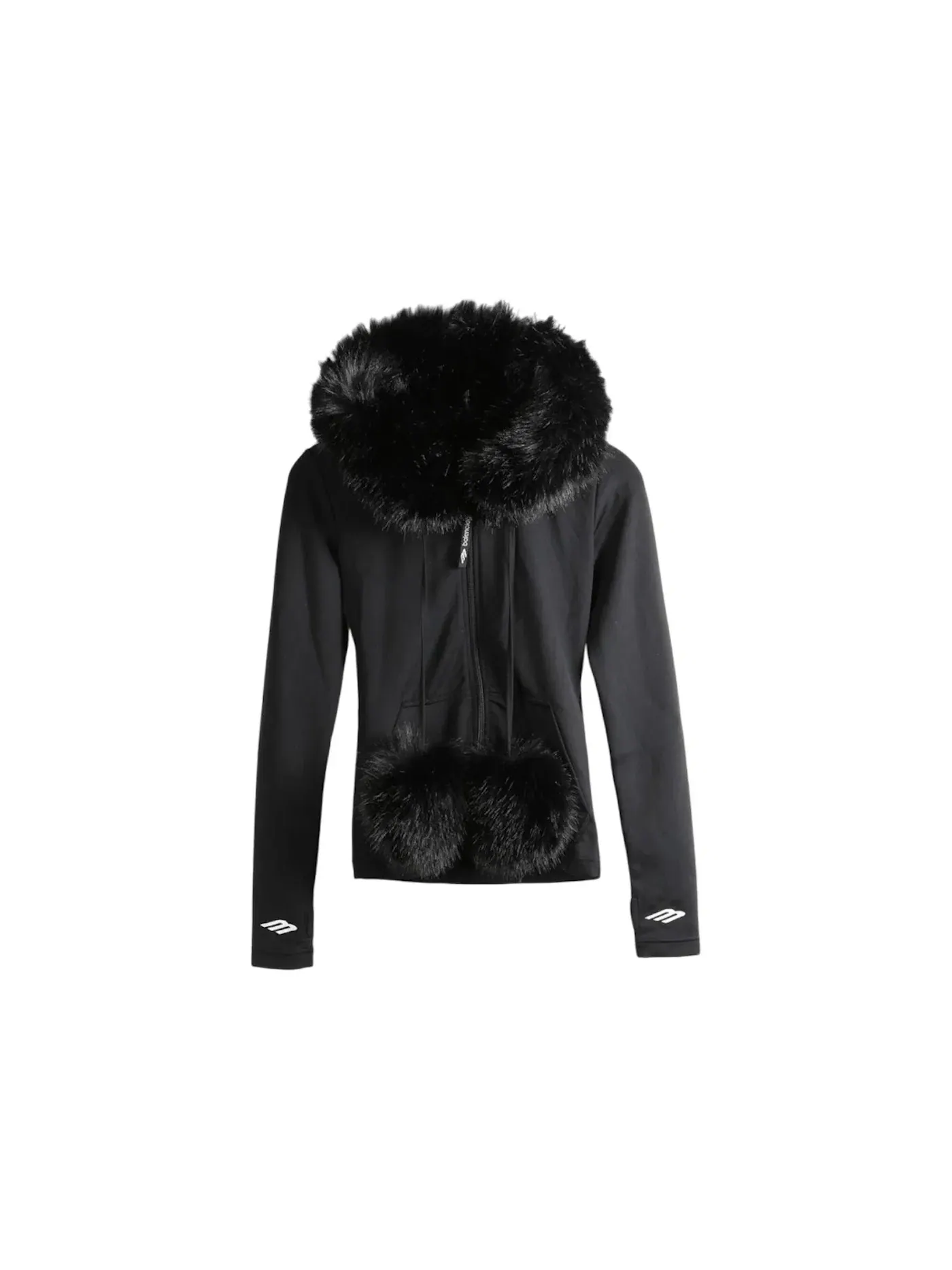 Женская худи с принтом Furry Zip-Up Hoodie Balenciaga — изображение 1 из 1, черный