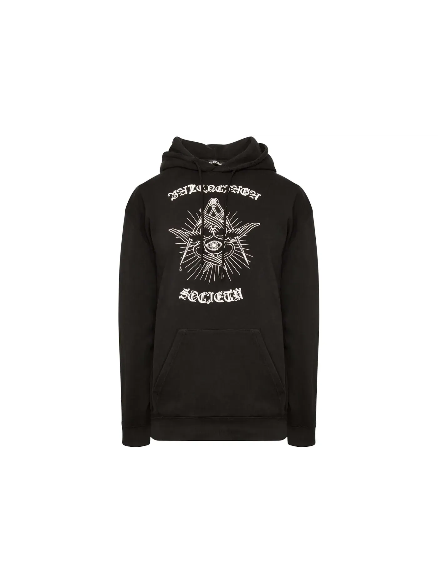 Мужской худи с принтом Balenciaga Gothic Logo Hoodie — изображение 1 из 2, черный