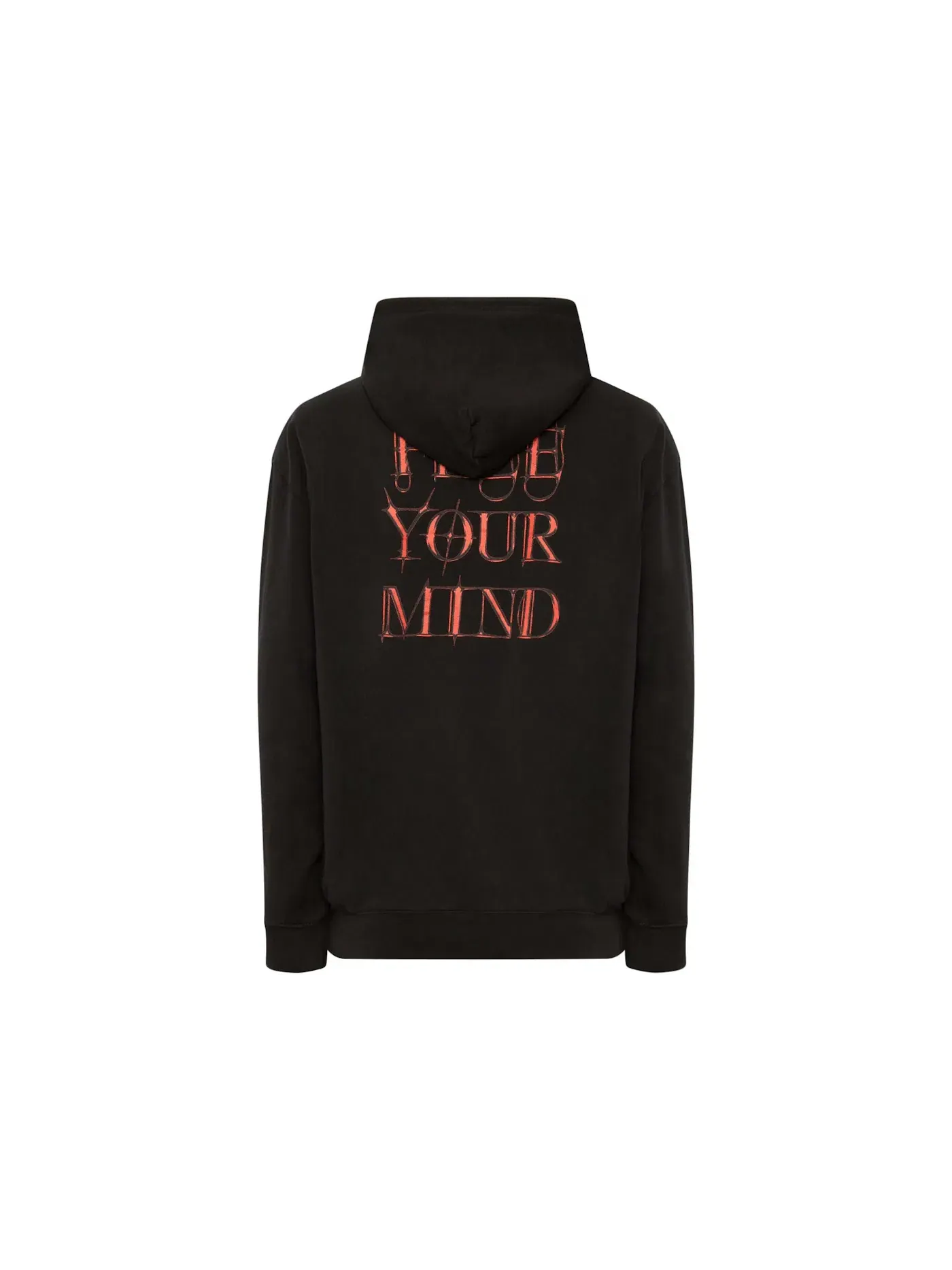 Мужской худи с принтом Balenciaga Gothic Logo Hoodie — изображение 2 из 2, черный