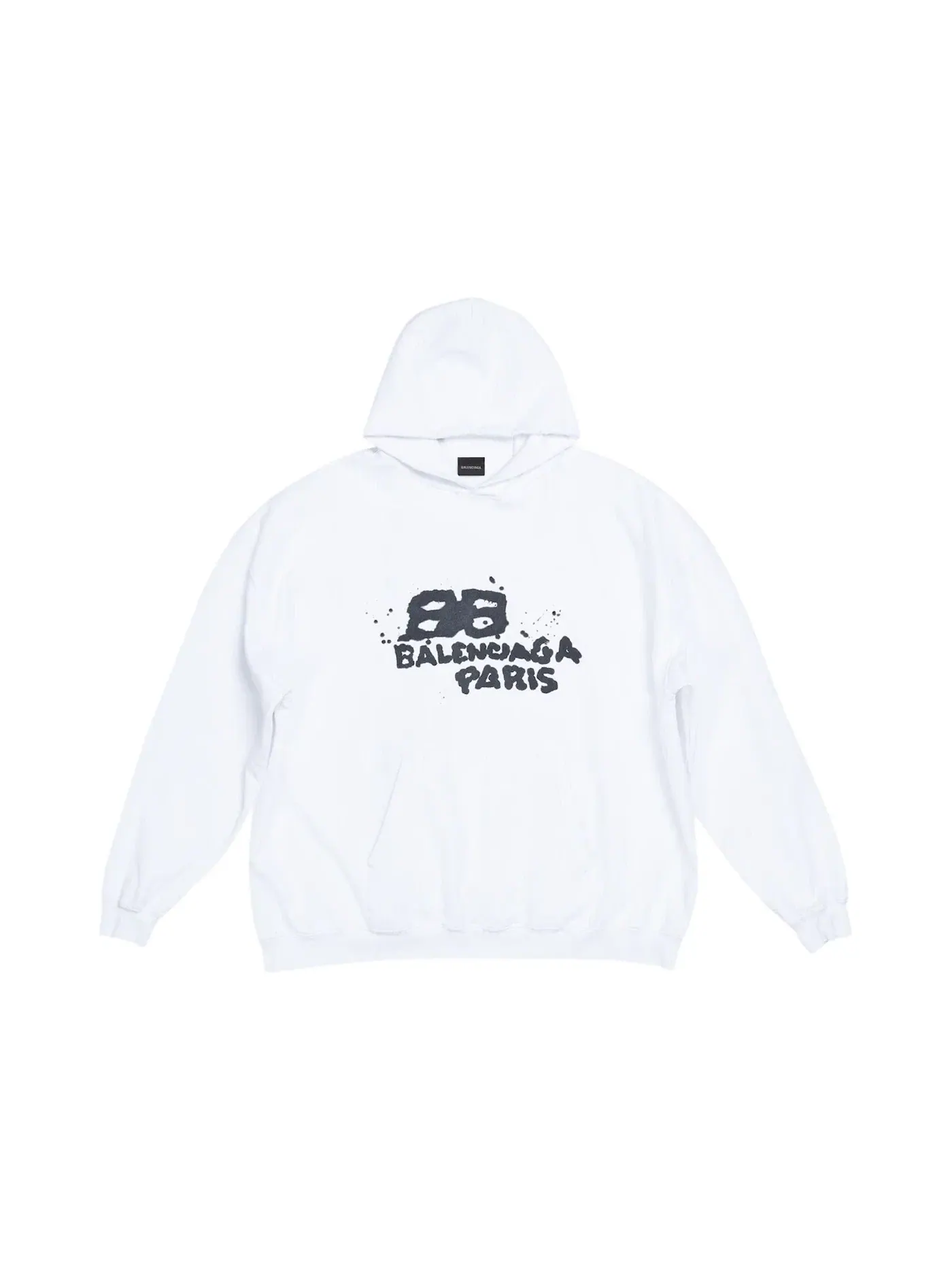 Мужской худи оверсайз с принтом Hoodie Balenciaga — изображение 1 из 2, белый/черный