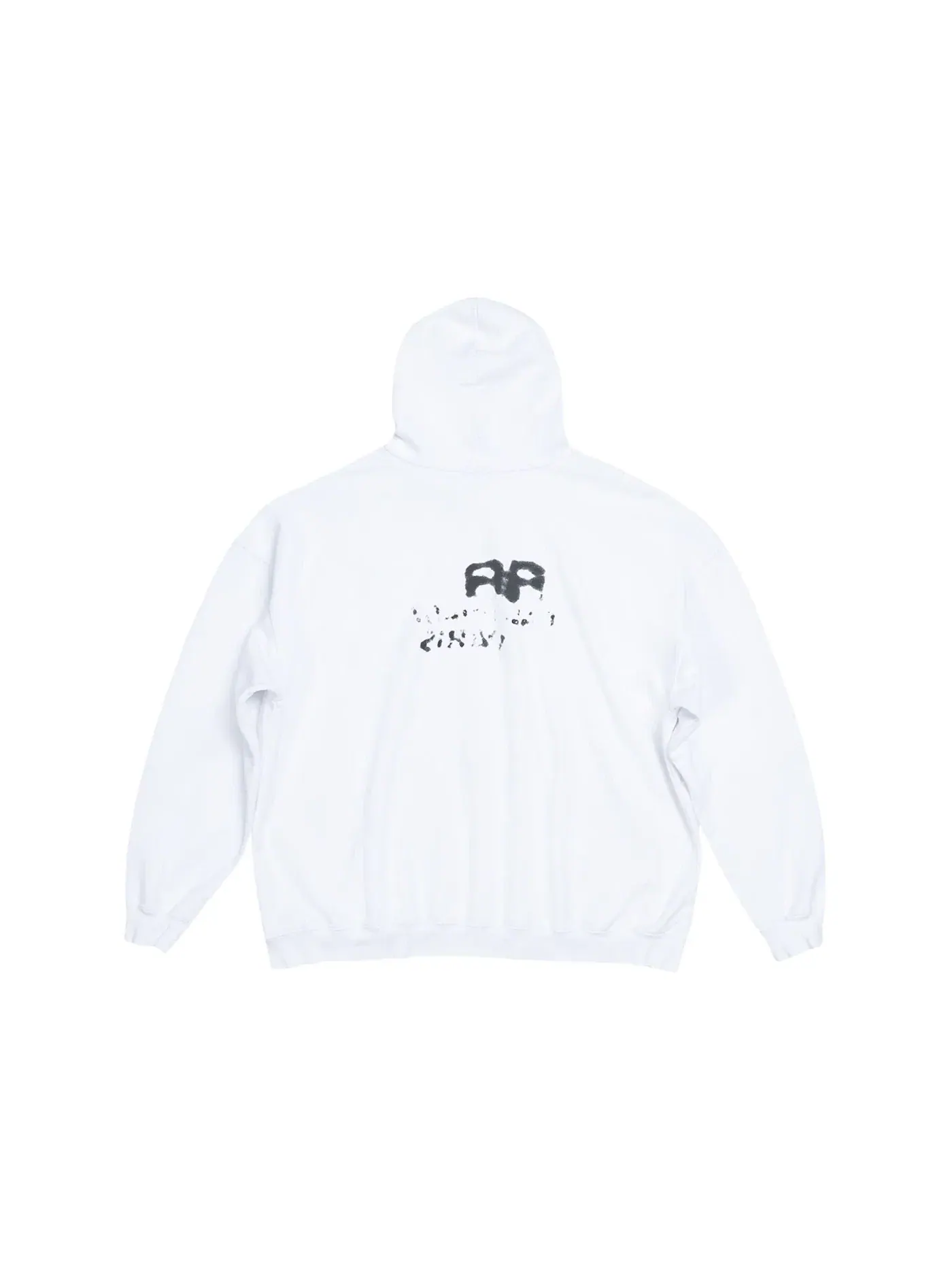 Мужской худи оверсайз с принтом Hoodie Balenciaga — изображение 2 из 2, белый/черный
