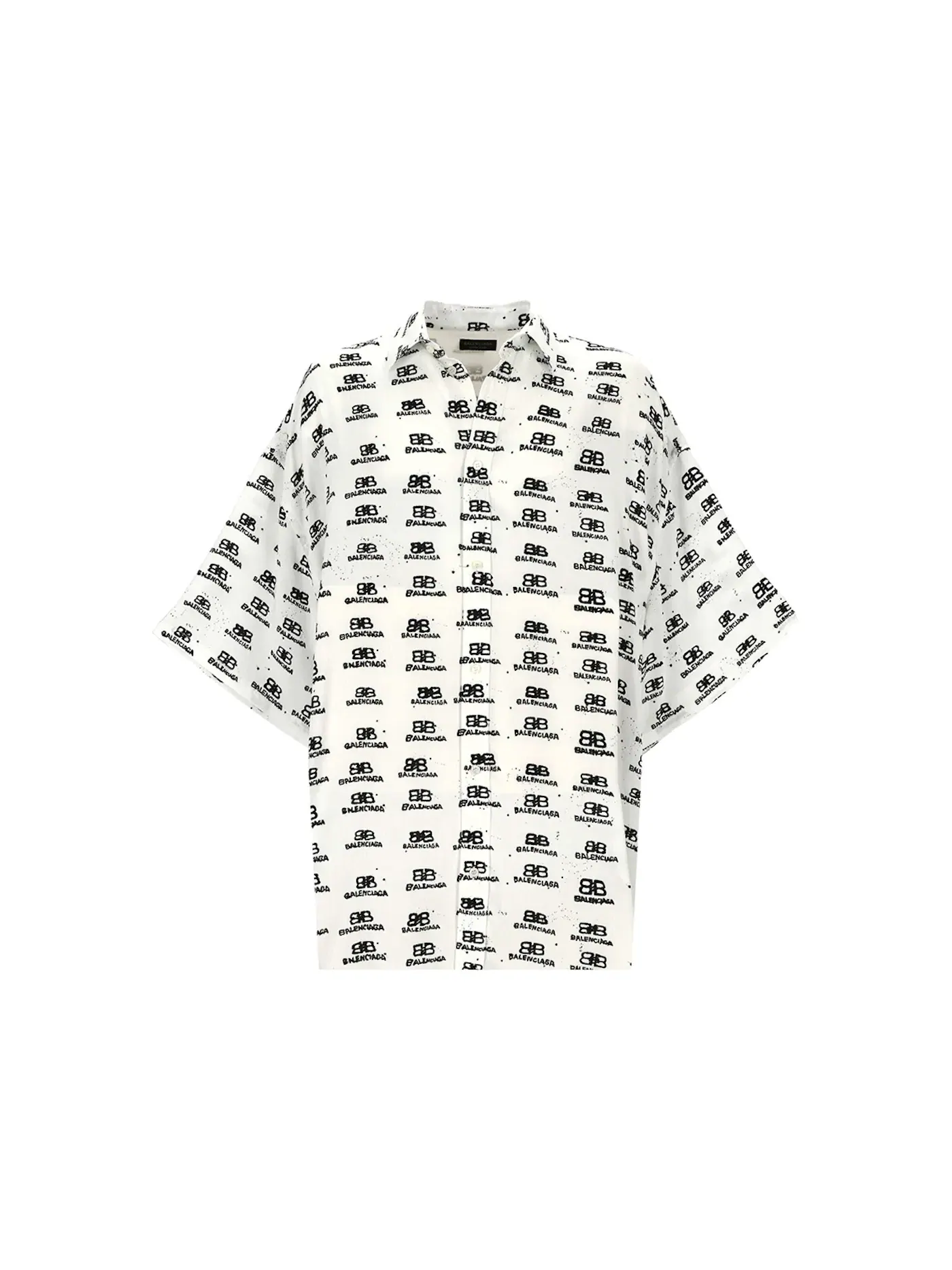 Мужская рубашка оверсайз с принтом BB Icon Balenciaga — изображение 1 из 2, белый/черный