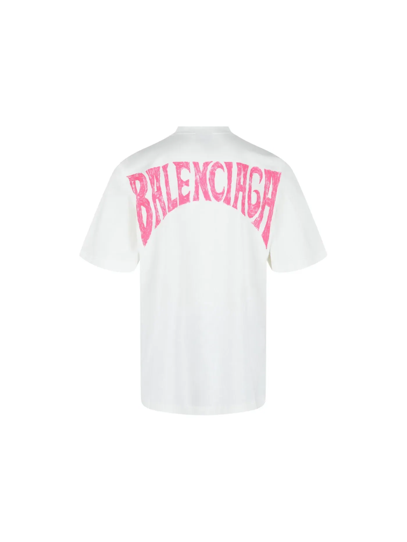 Мужская футболка с принтом Balenciaga Hand-Drawn Vintage T-shirt — изображение 2 из 3, белый розовый
