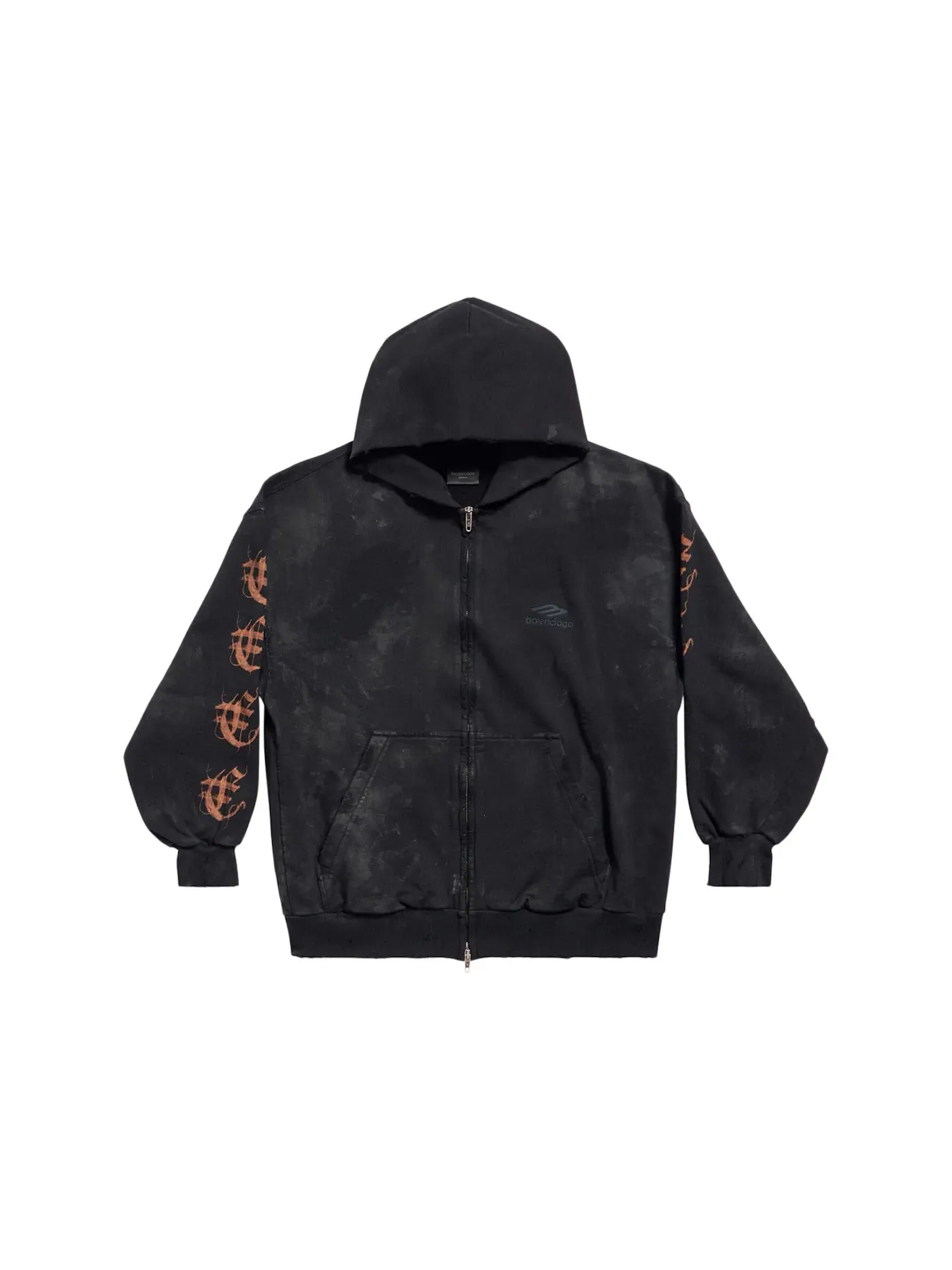 Мужская худи с молнией Heavy Metal Zip-Up Small Fit Hoodie Balenciaga — изображение 1 из 2, черный