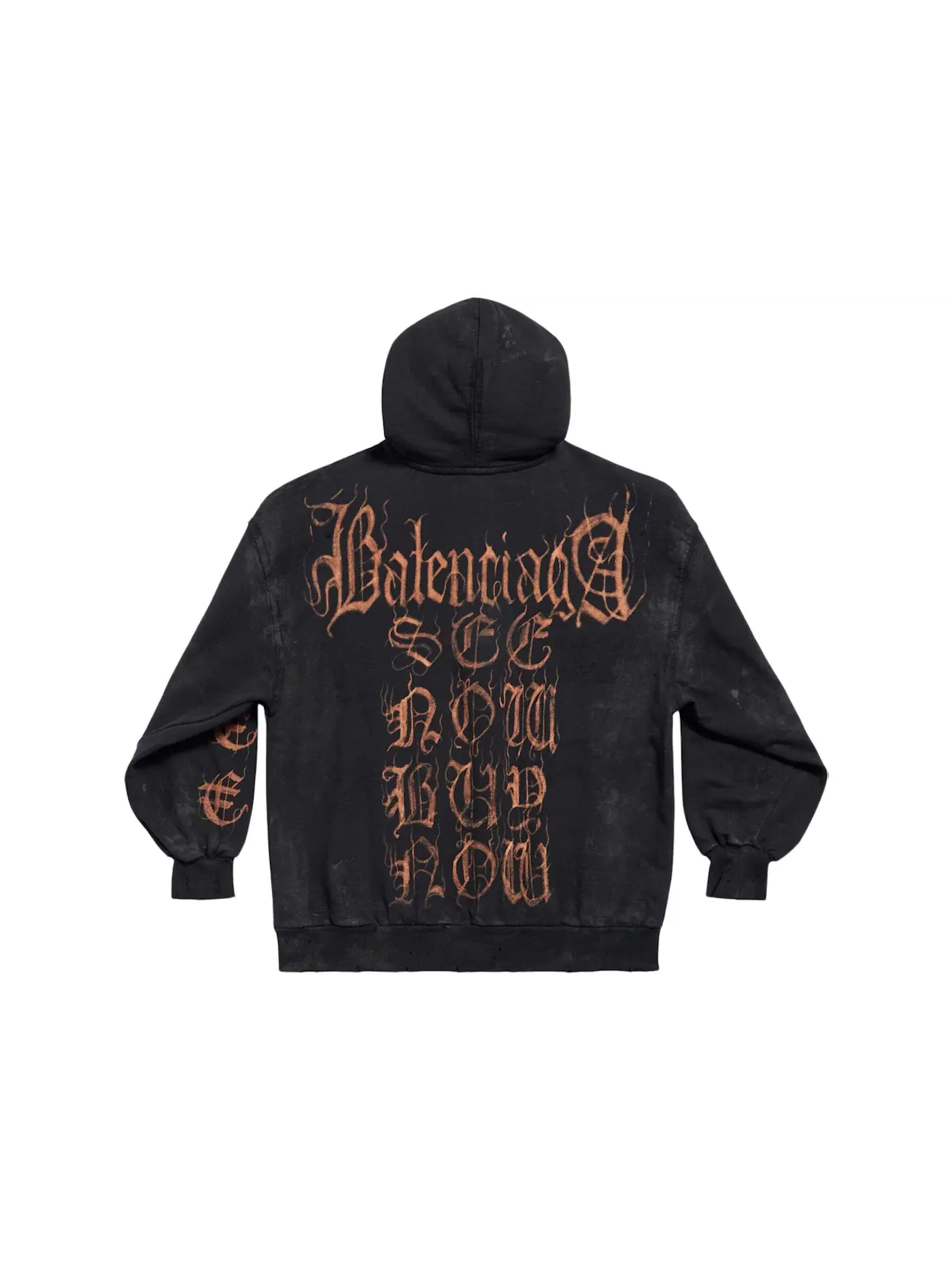 Мужская худи с молнией Heavy Metal Zip-Up Small Fit Hoodie Balenciaga — изображение 2 из 2, черный