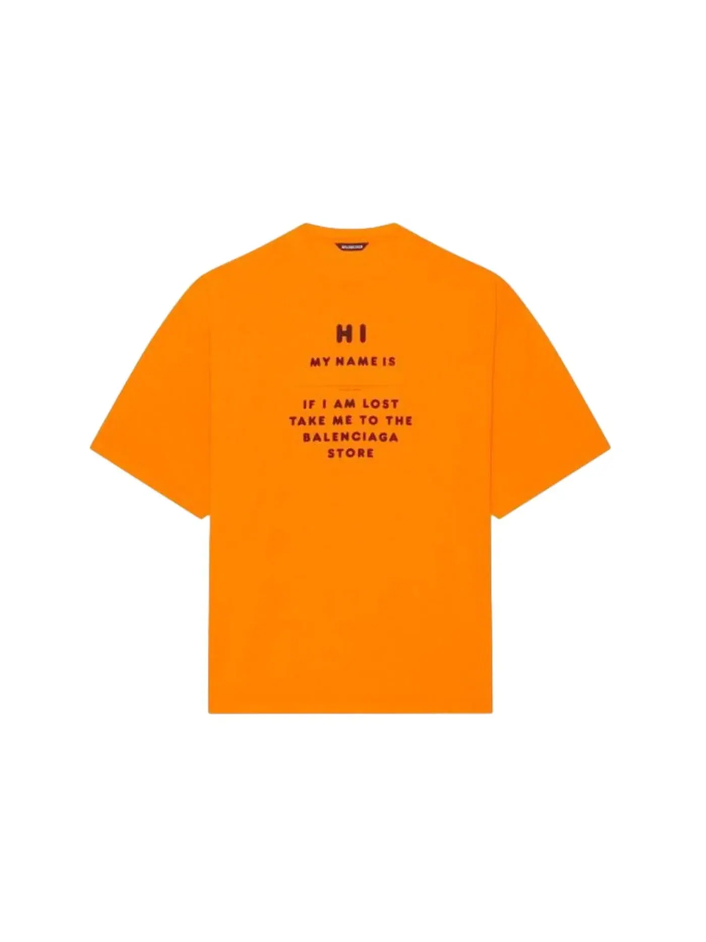 Унисекс футболка с принтом Hi My Name Is Wide Fit Balenciaga — изображение 1 из 1, оранжевый