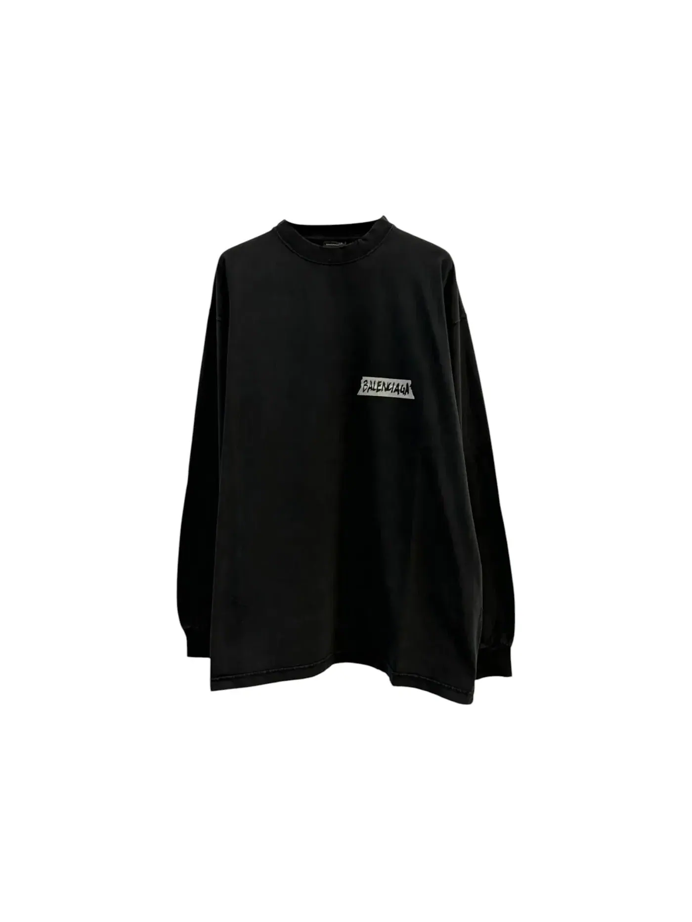 Мужская футболка оверсайз с длинным рукавом T-shirt Balenciaga — изображение 1 из 1, черный