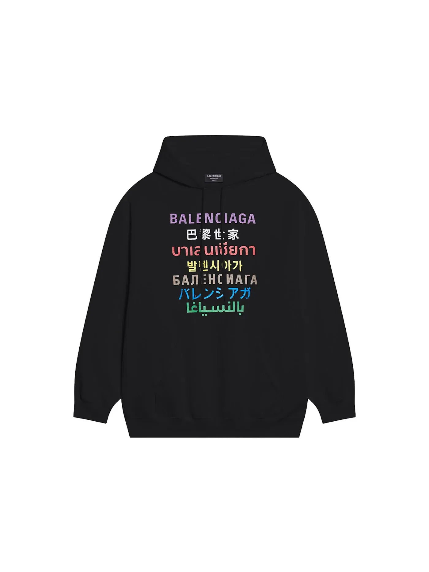 Мужской худи с принтом Languages Medium Fit Balenciaga — изображение 1 из 3, черный мульти