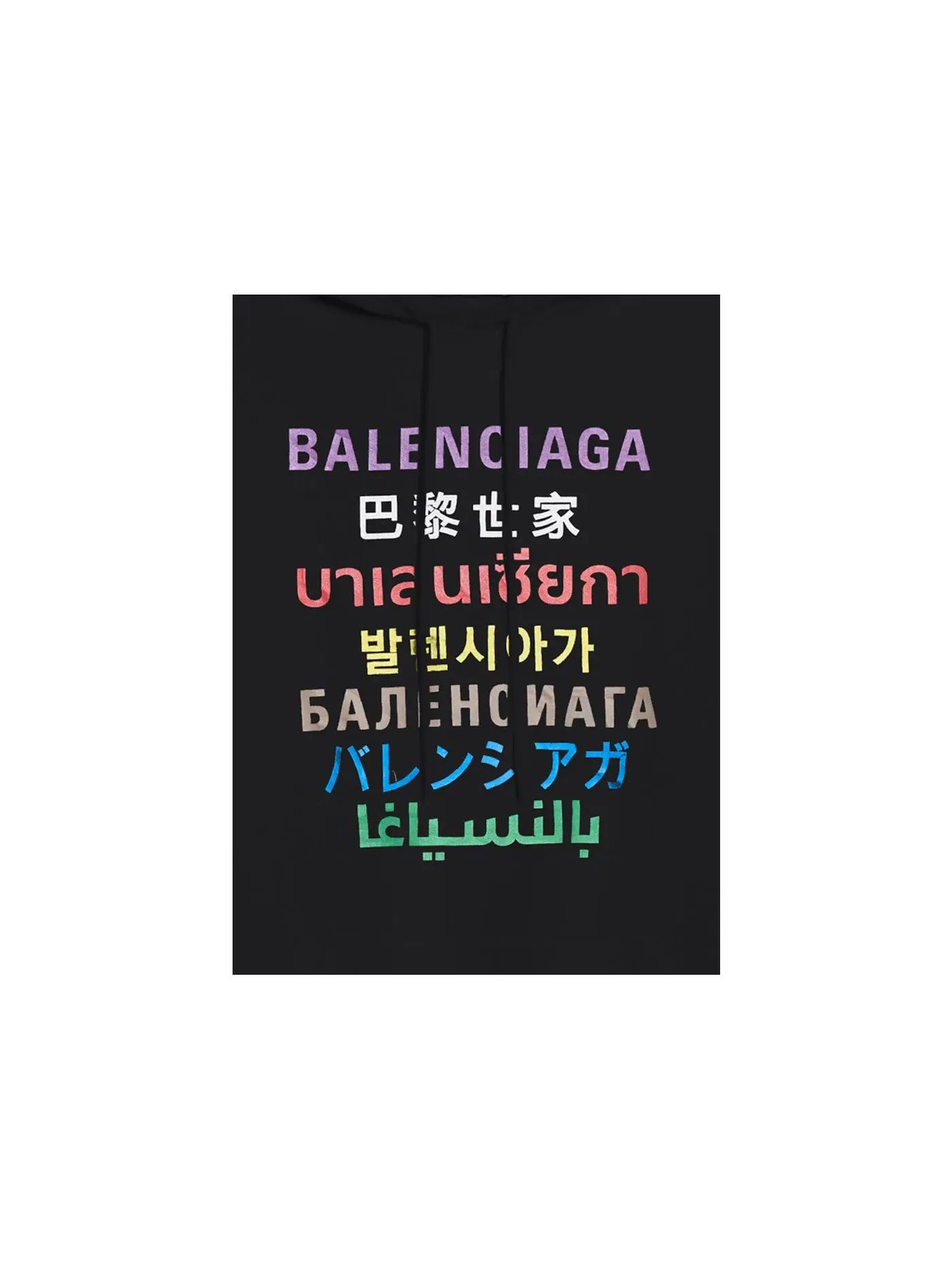 Мужской худи с принтом Languages Medium Fit Balenciaga — изображение 3 из 3, черный мульти