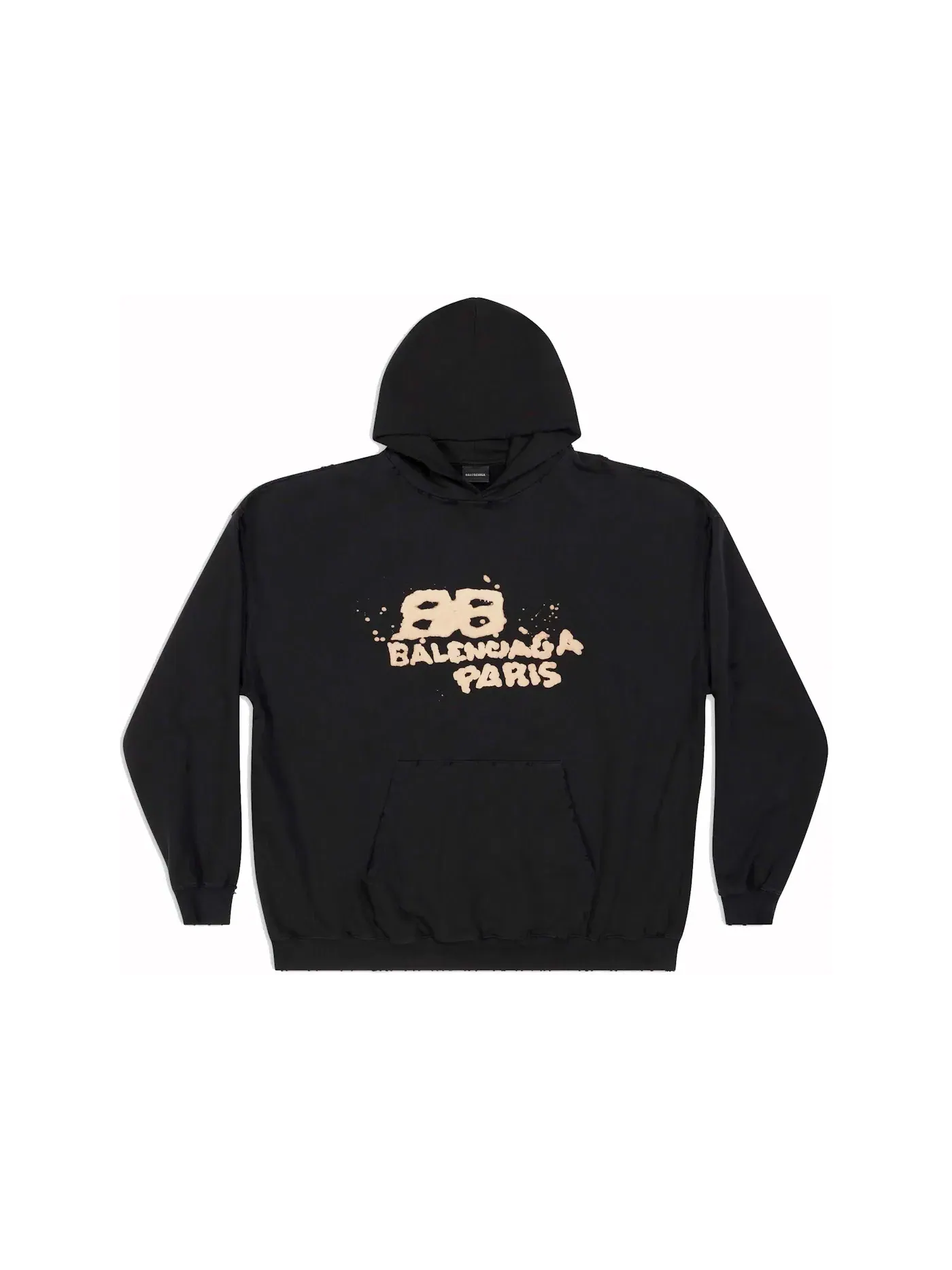 Мужской худи с принтом Balenciaga Large Fit Hand-Drawn BB Icon Hoodie — изображение 1 из 1, черный